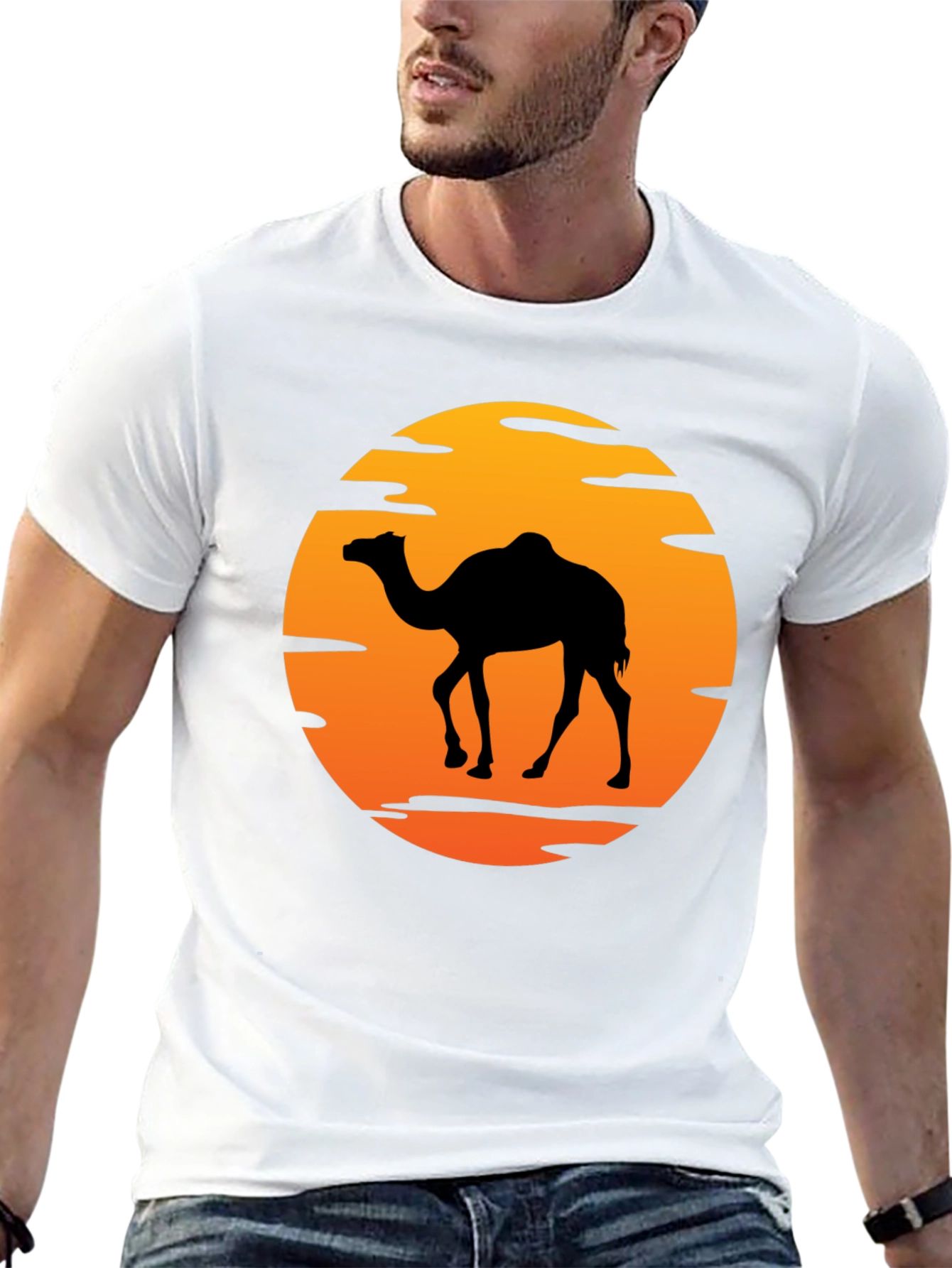 Camel Silhouette Sunset Graphic T-Shirt