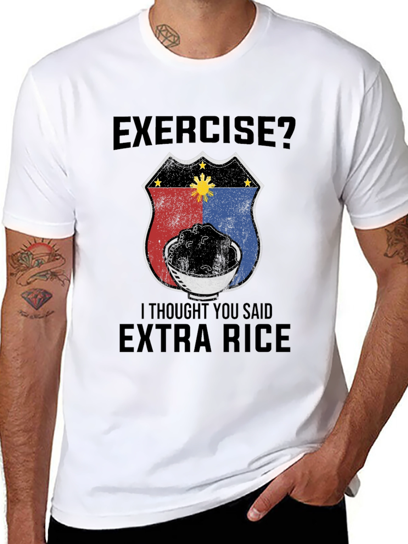 Exercise? Extra Rice T-Shirt - Filipino Foodie Tee