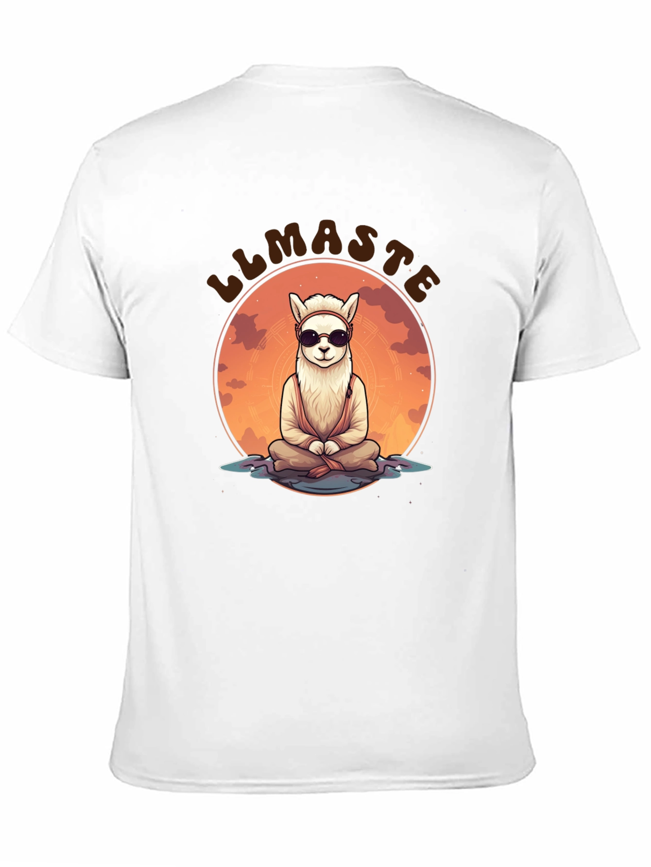 Llamaste Black T-Shirt: Meditating Llama Design