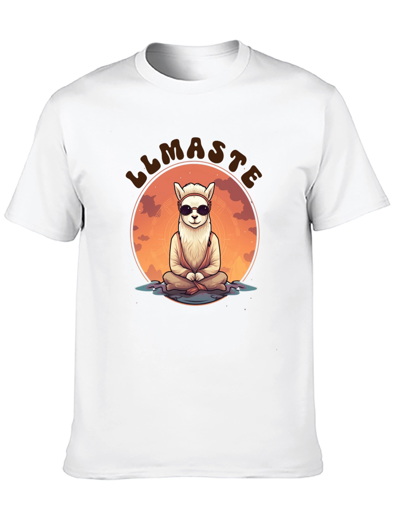 Llamaste Black T-Shirt: Meditating Llama Design