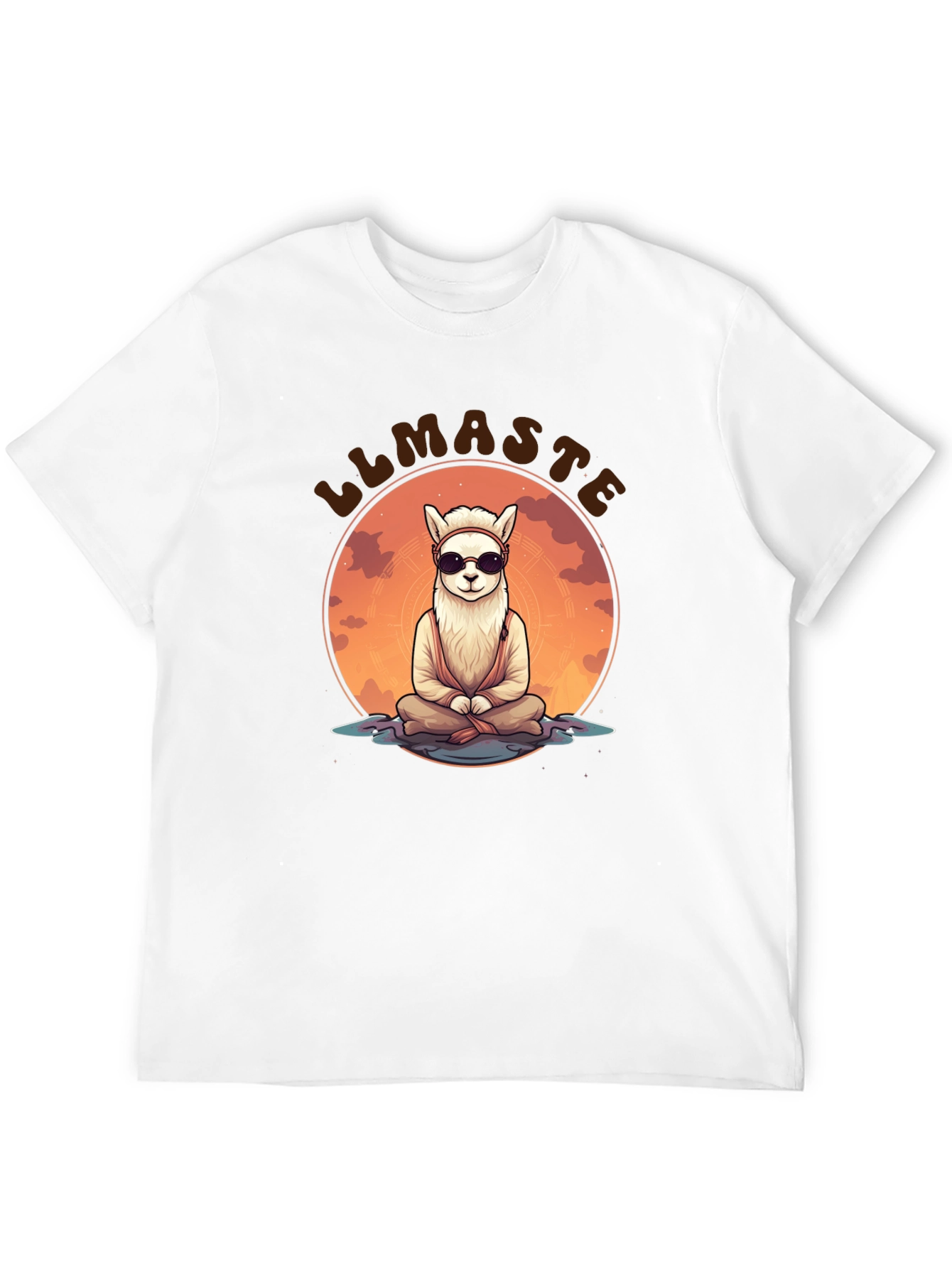 Llamaste Black T-Shirt: Meditating Llama Design