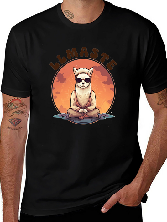 Llamaste Black T-Shirt: Meditating Llama Design