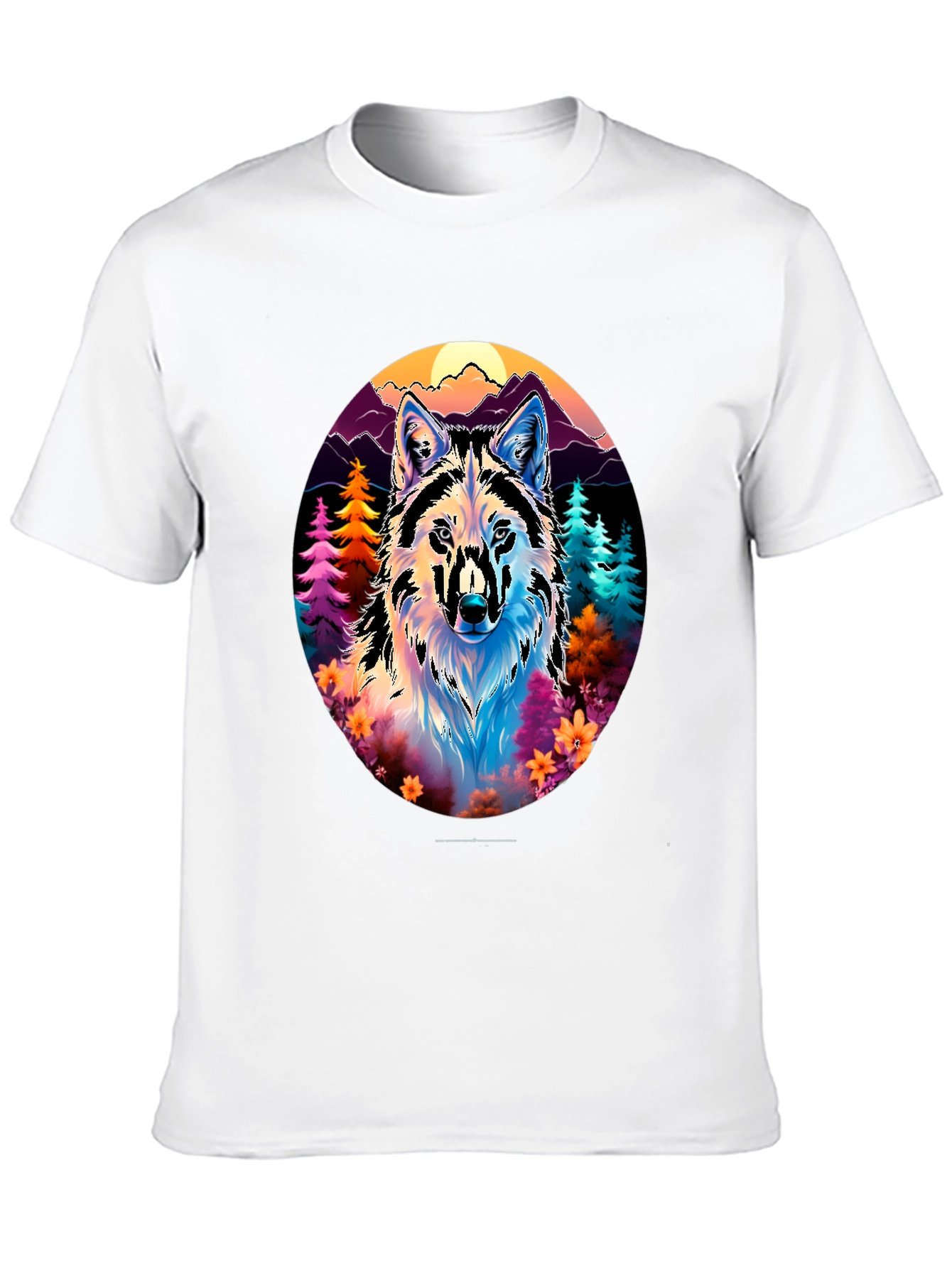 Vibrant Wolf Graphic Tee - Unisex Black T-Shirt