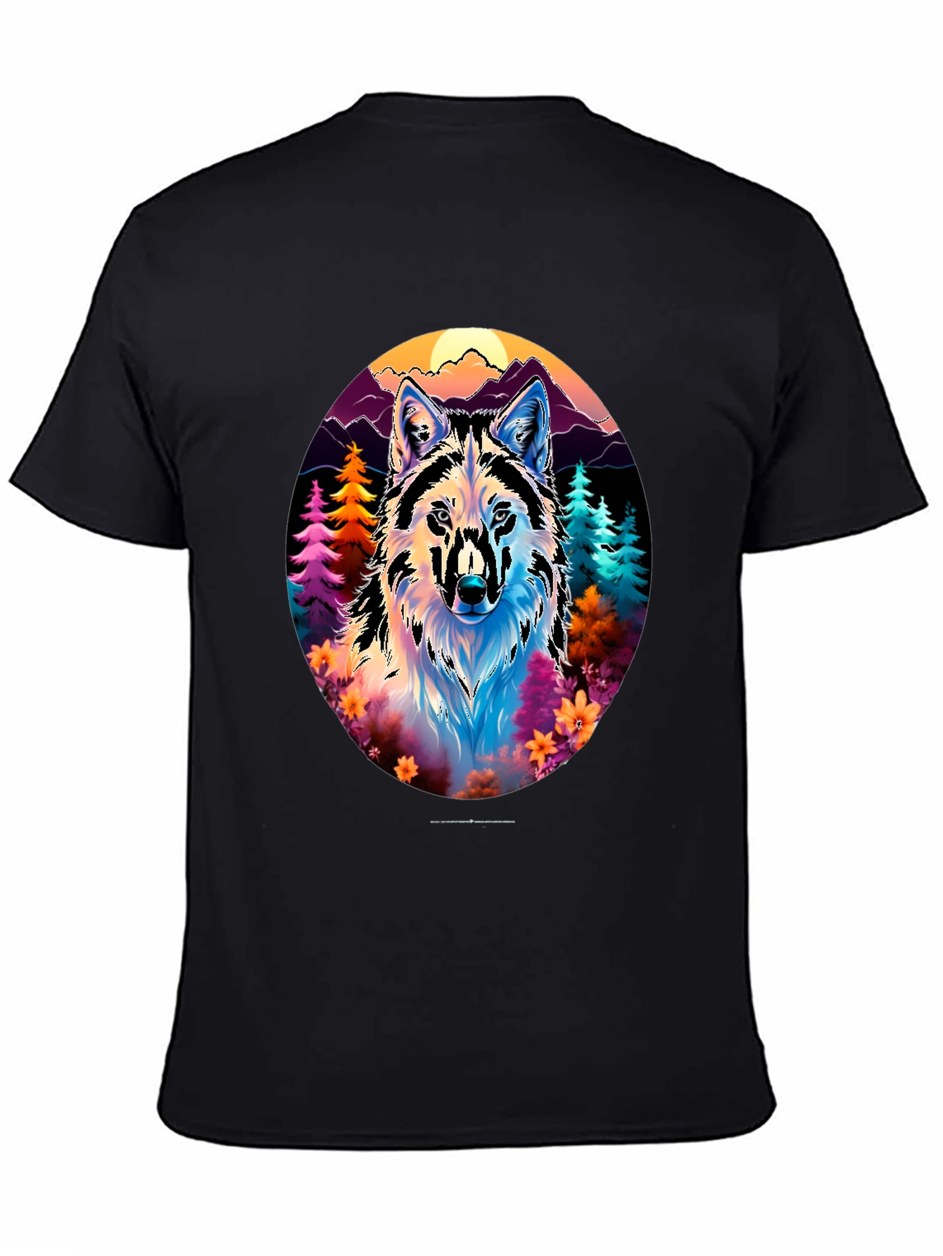 Vibrant Wolf Graphic Tee - Unisex Black T-Shirt