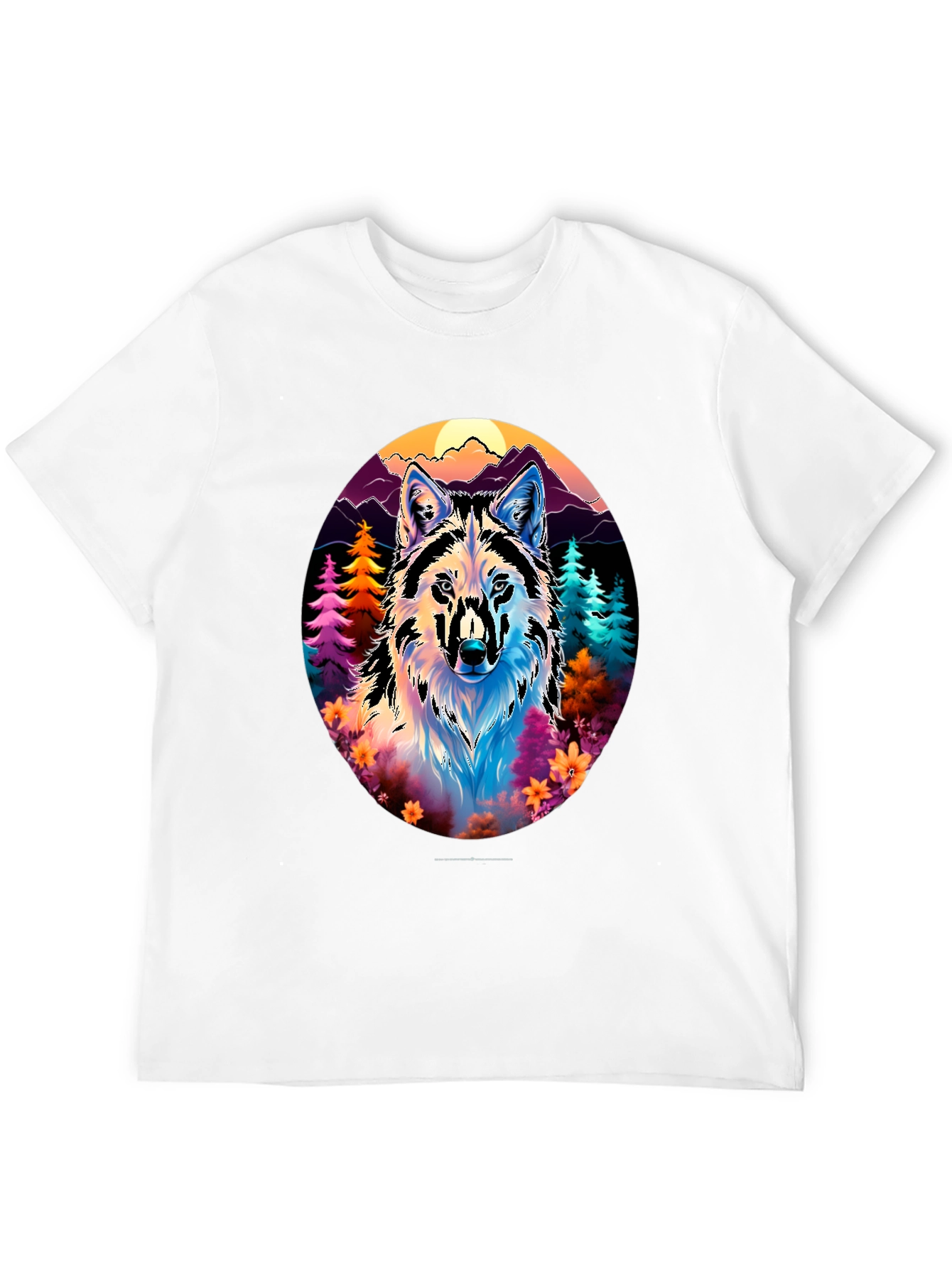 Vibrant Wolf Graphic Tee - Unisex Black T-Shirt
