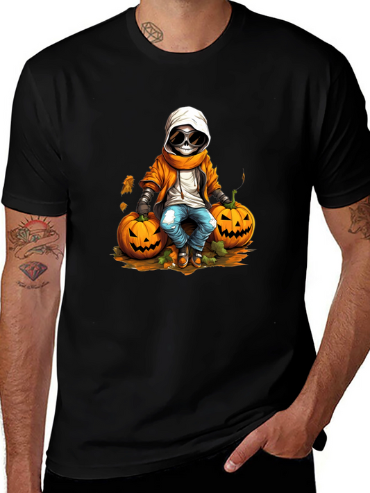 Halloween Skeleton Pumpkin Graphic Tee