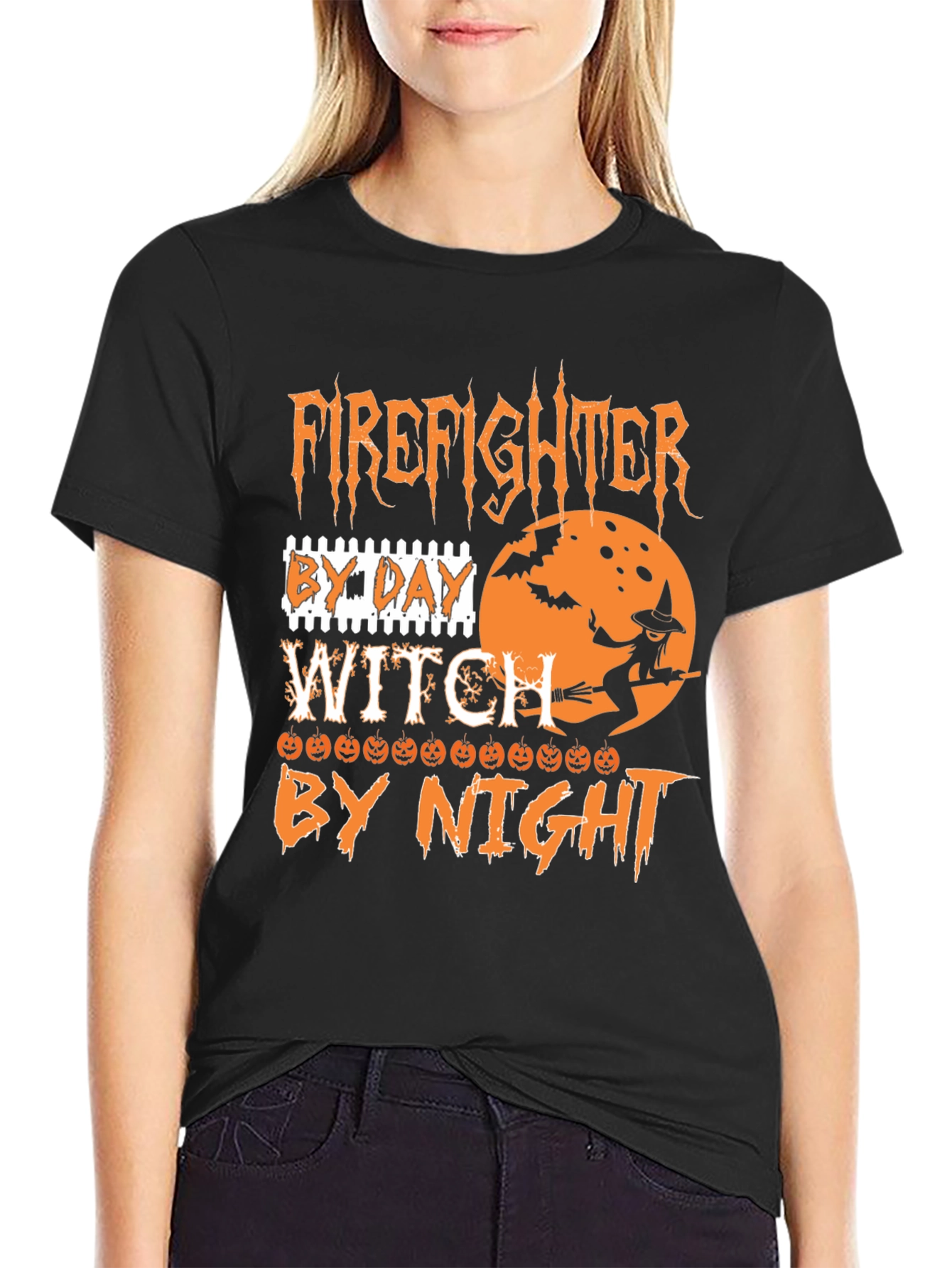 Firefighter Witch Halloween T-Shirt