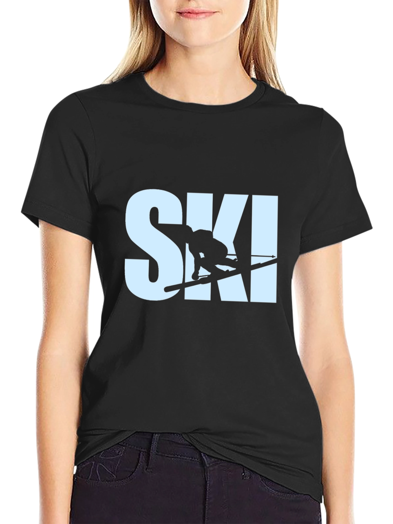Mens Ski T-Shirt - Black Graphic Tee
