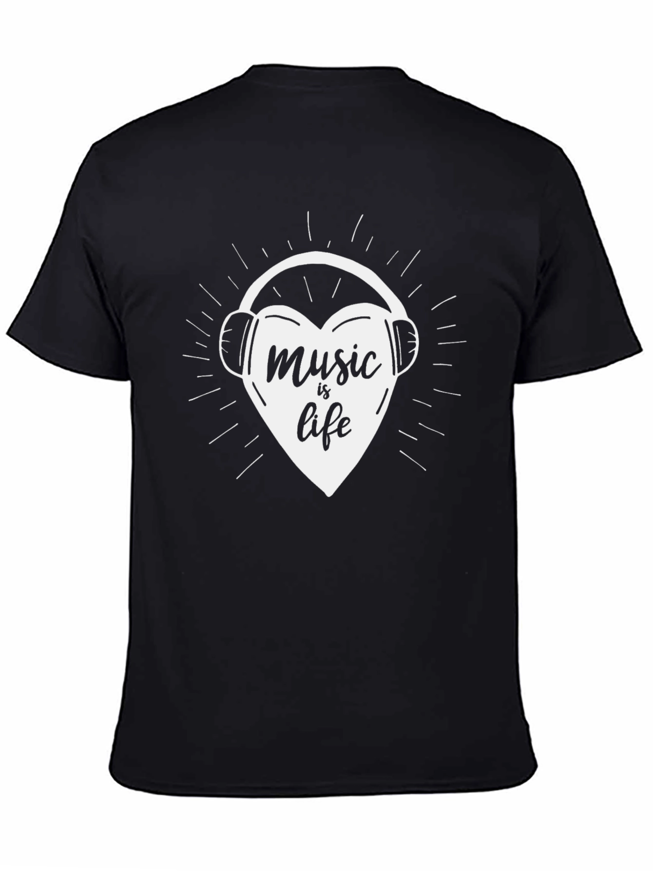 Music is Life T-Shirt - Heart Headphones Design