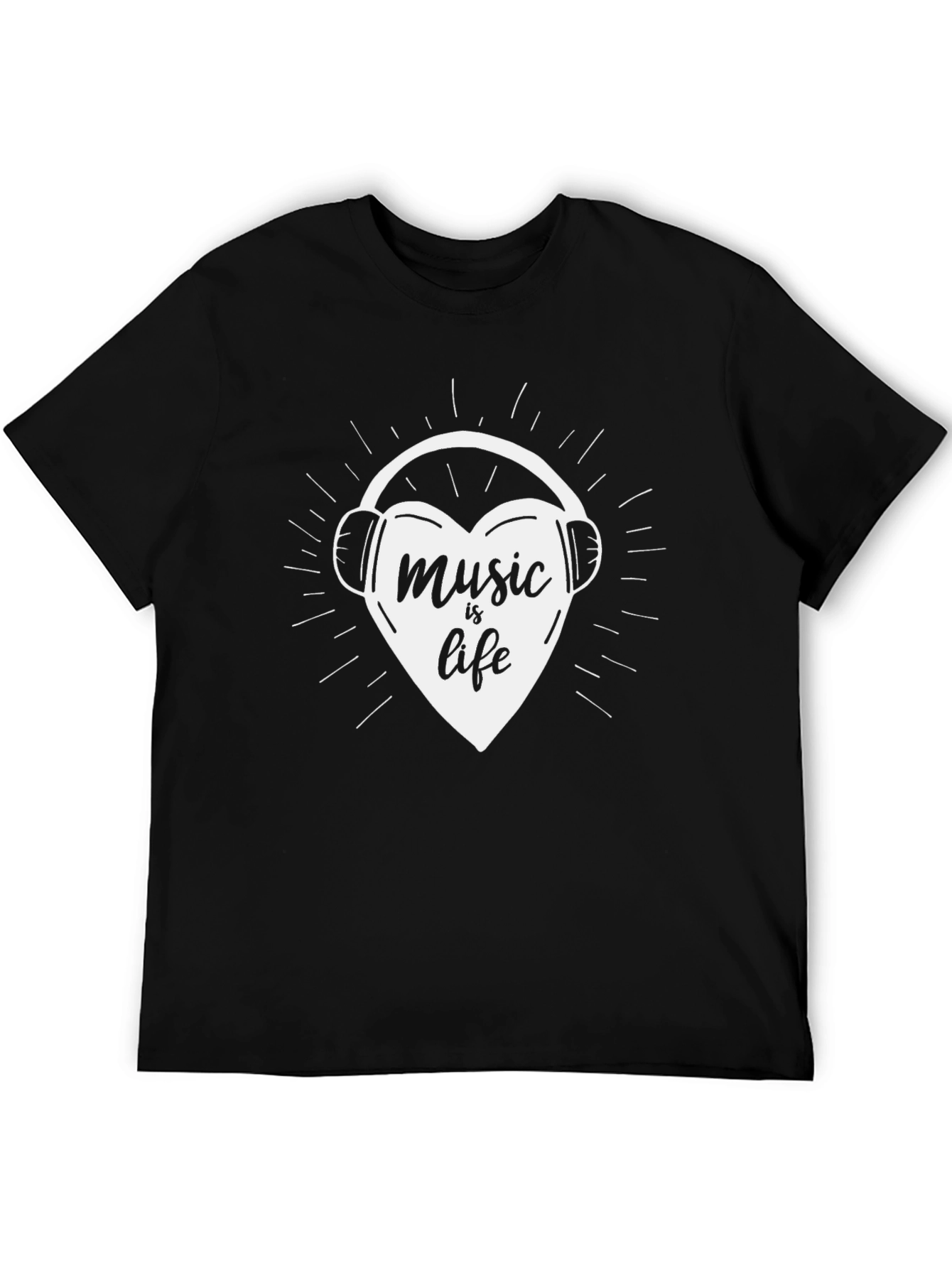Music is Life T-Shirt - Heart Headphones Design