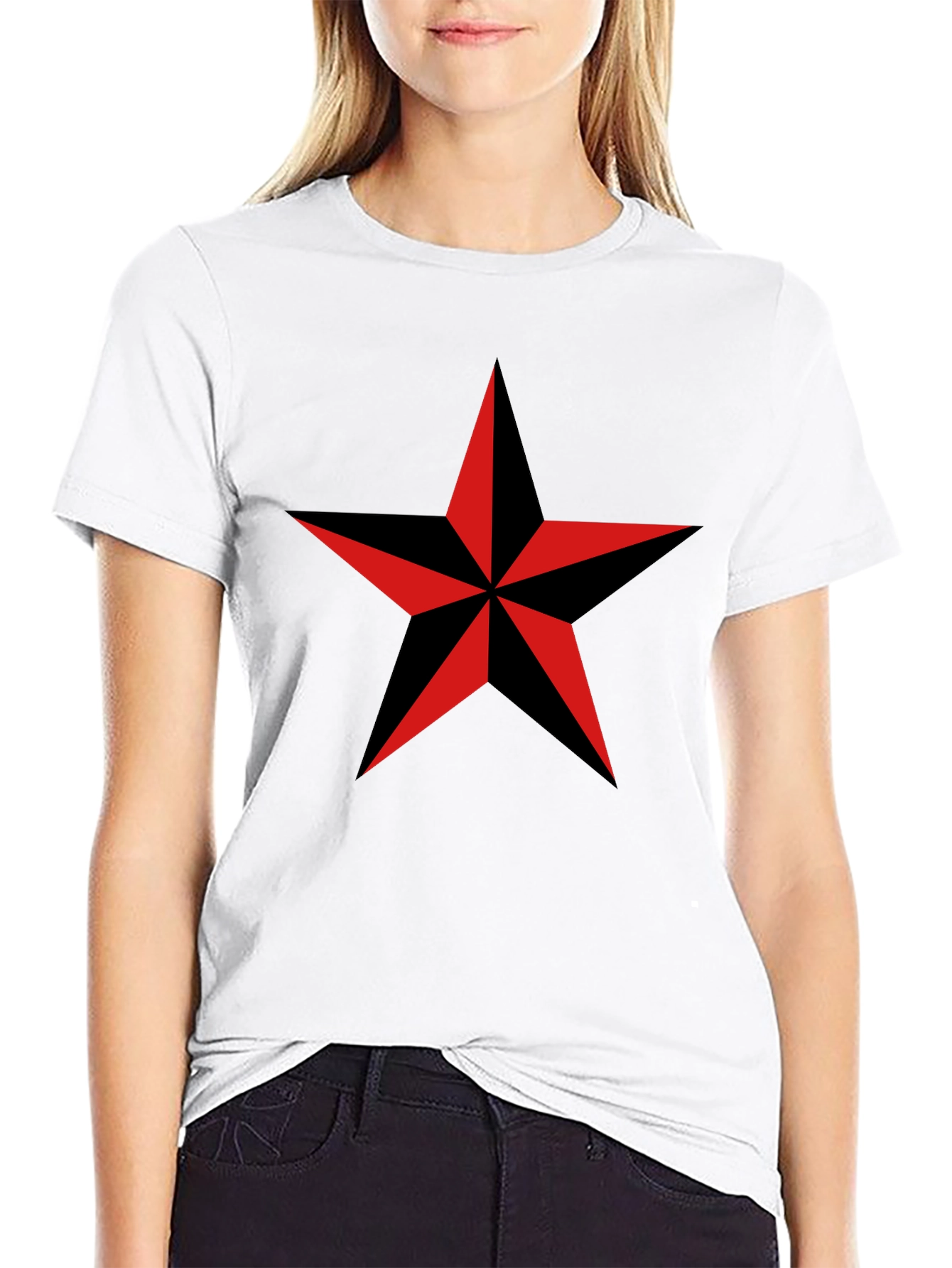 Nautical Star Graphic T-Shirt - Classic Crew Neck