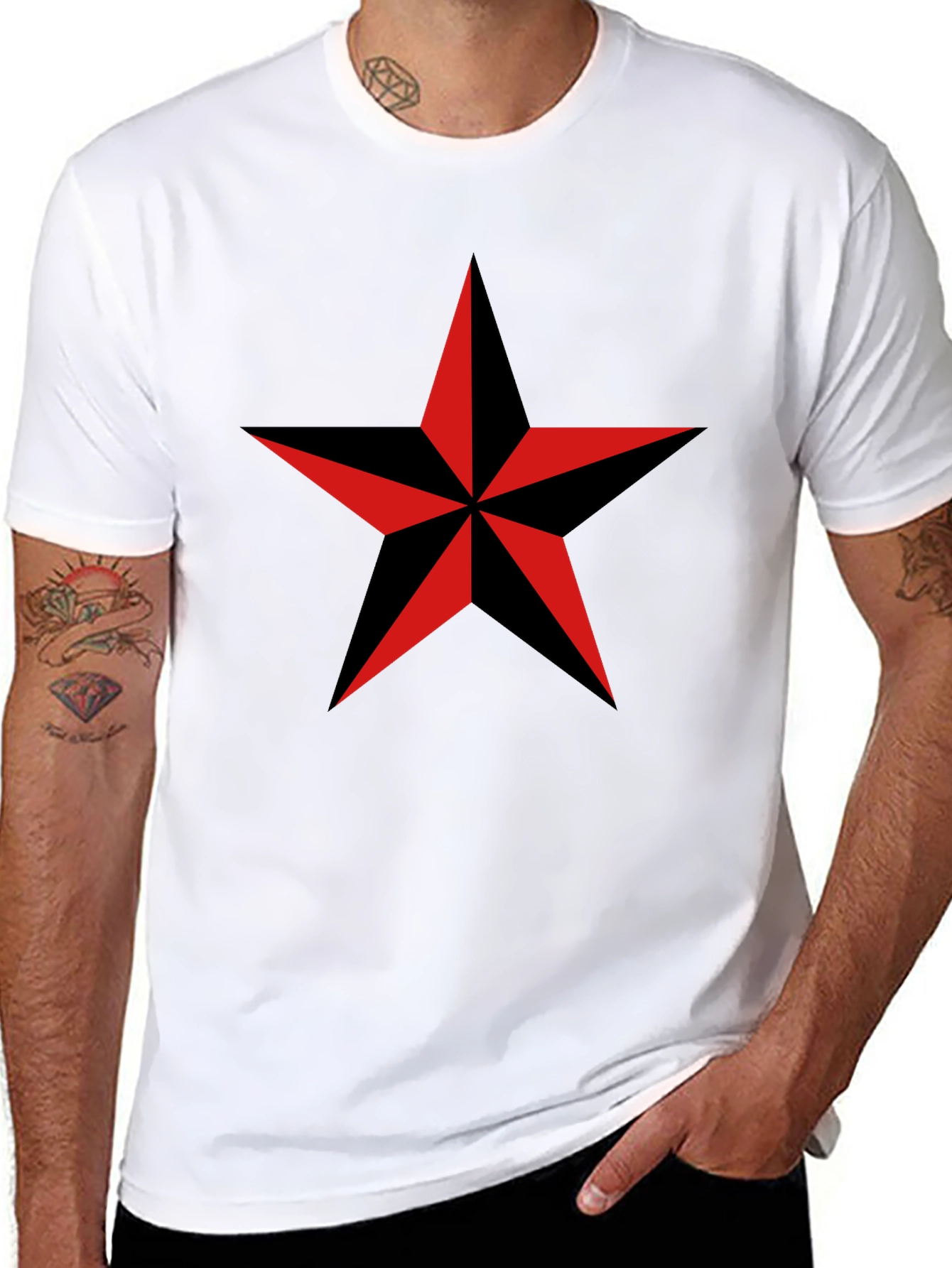 Nautical Star Graphic T-Shirt - Classic Crew Neck
