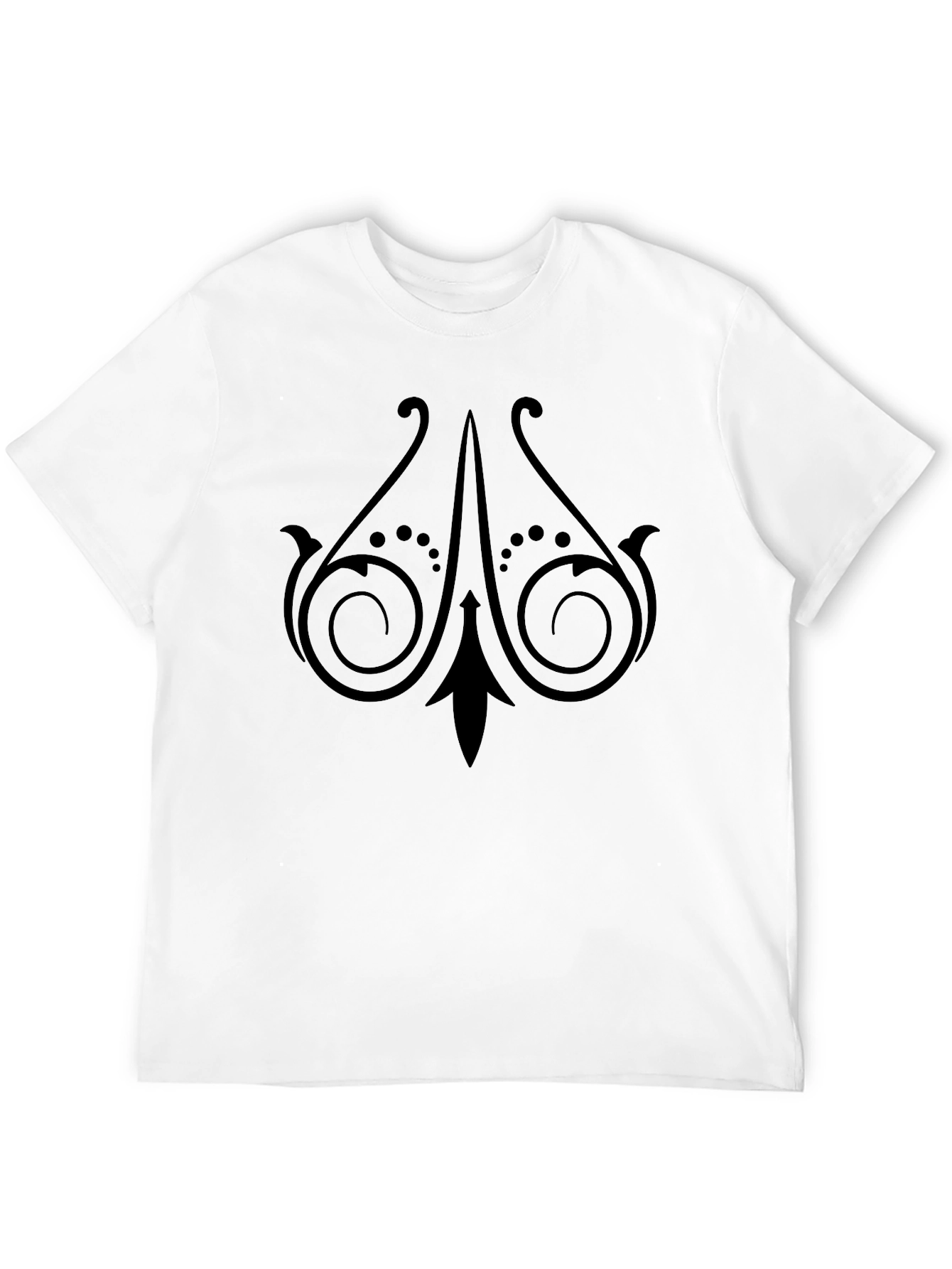 Black Tee with Ornate Scroll Design