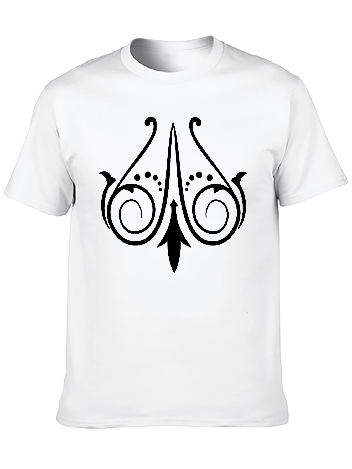 Black Tee with Ornate Scroll Design