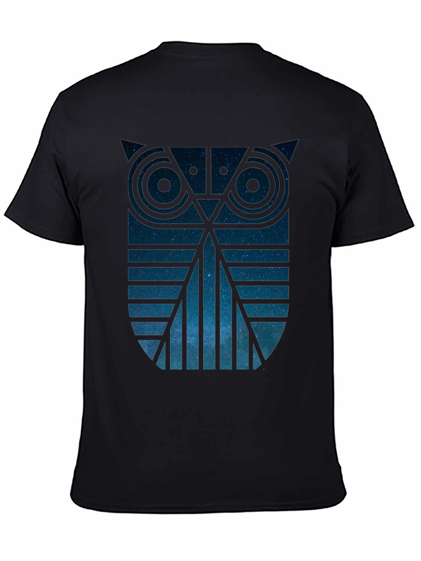 Geometric Owl Galaxy Graphic Tee - Mens Black T-Shirt