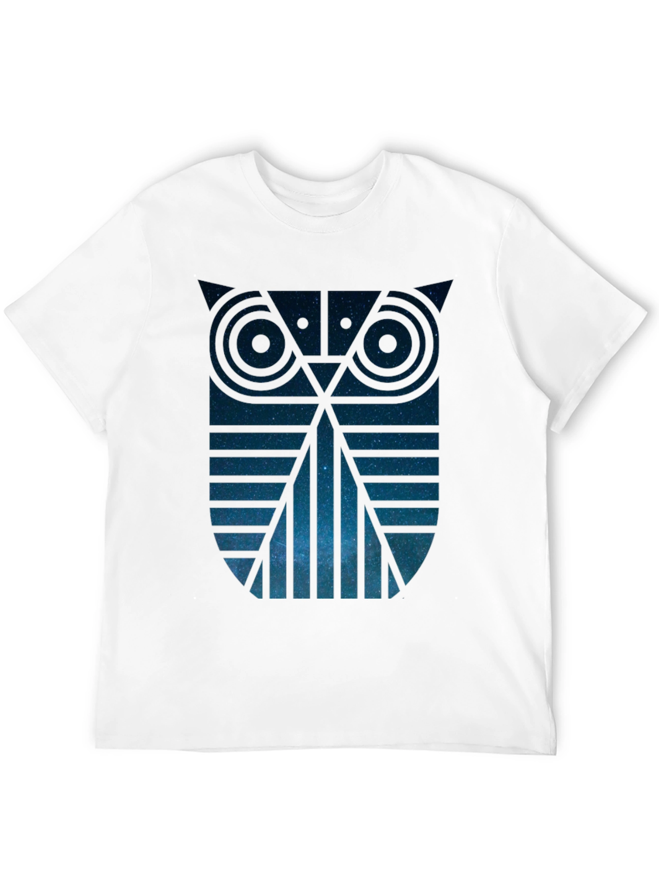 Geometric Owl Galaxy Graphic Tee - Mens Black T-Shirt