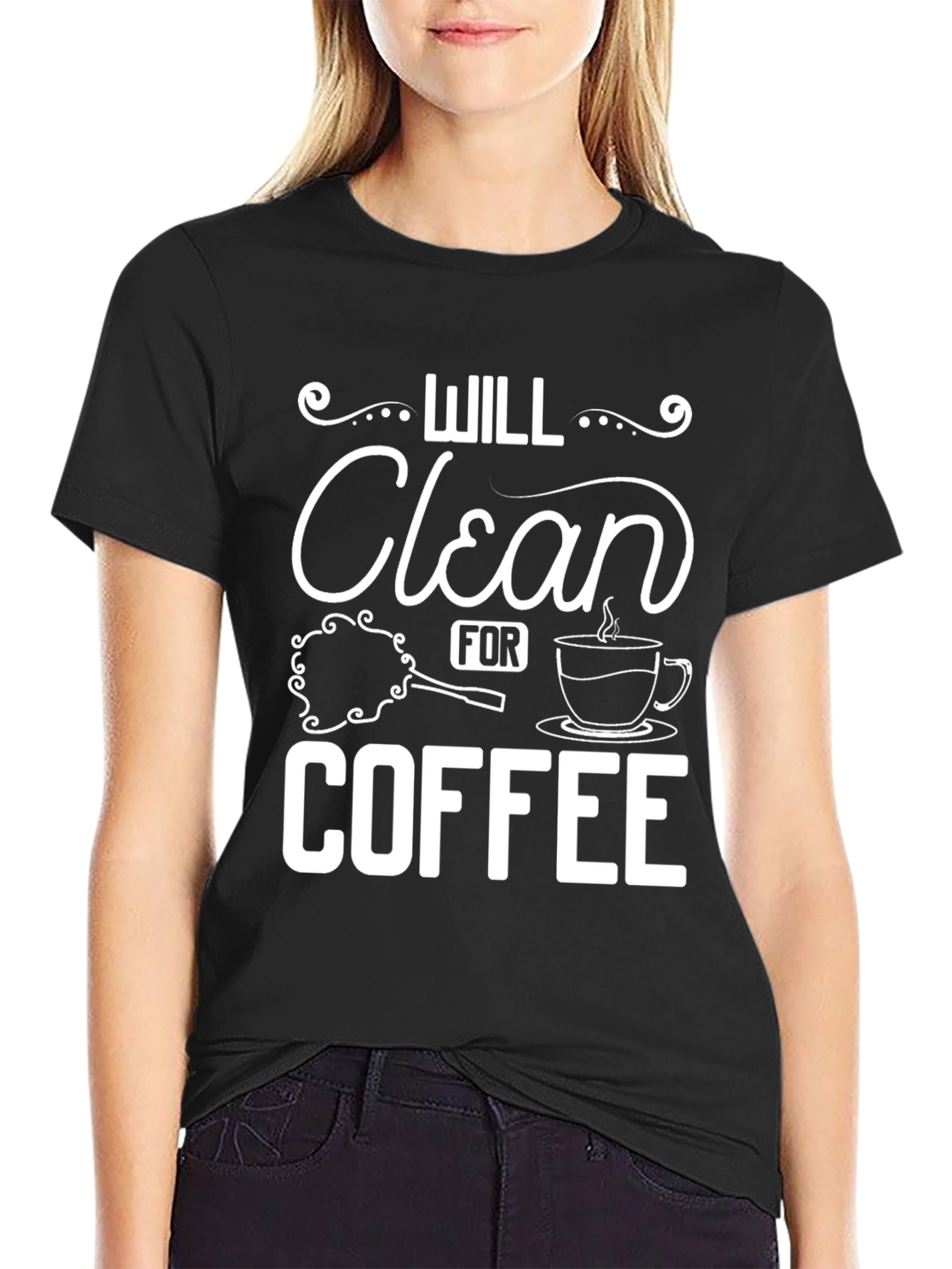Will Clean for Coffee Graphic Tee