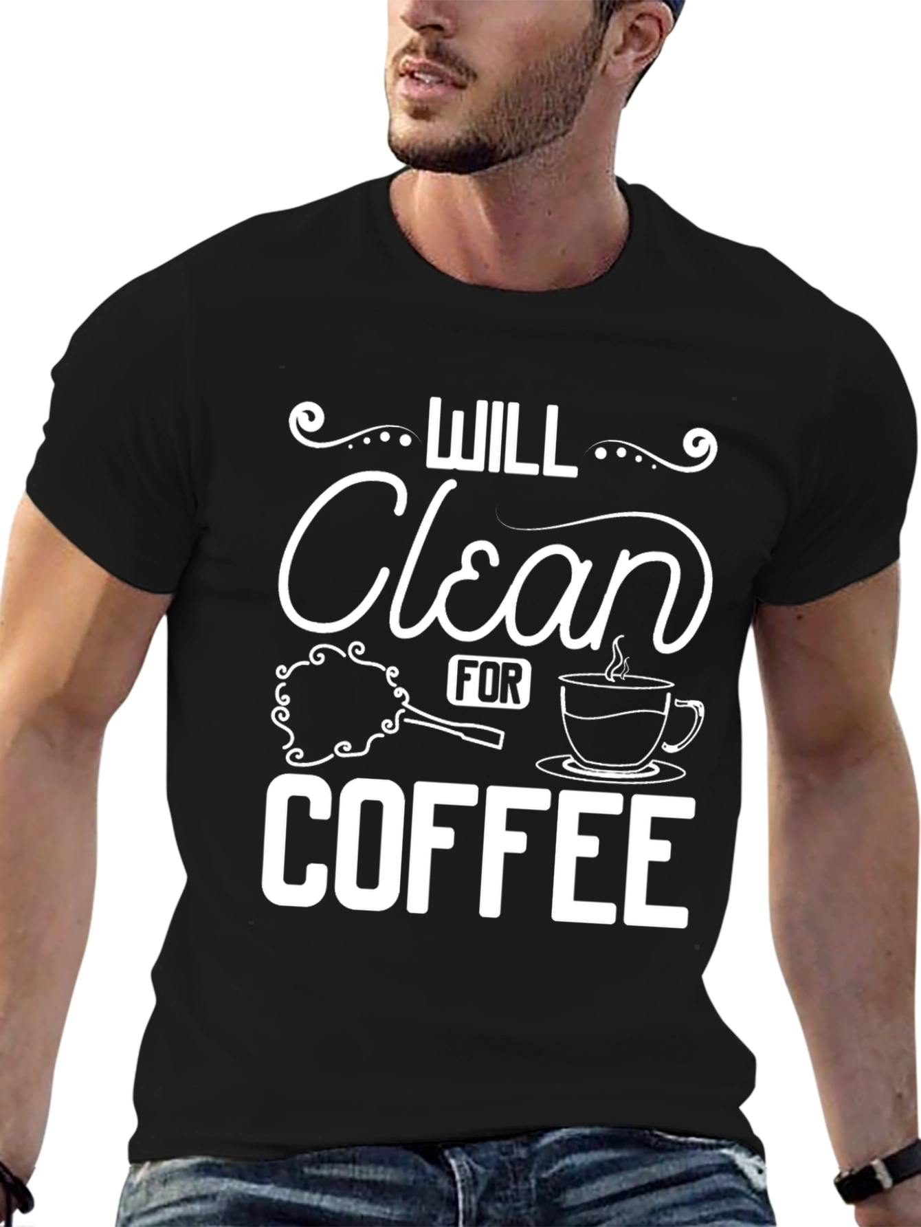 Will Clean for Coffee Graphic Tee
