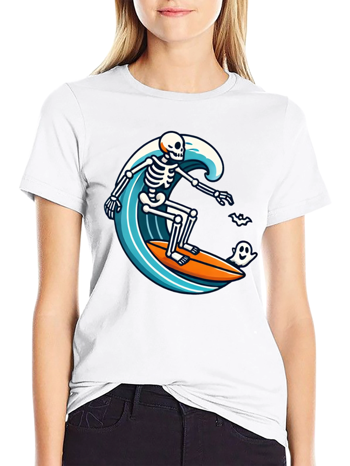 Skeleton Surfing Halloween T-Shirt