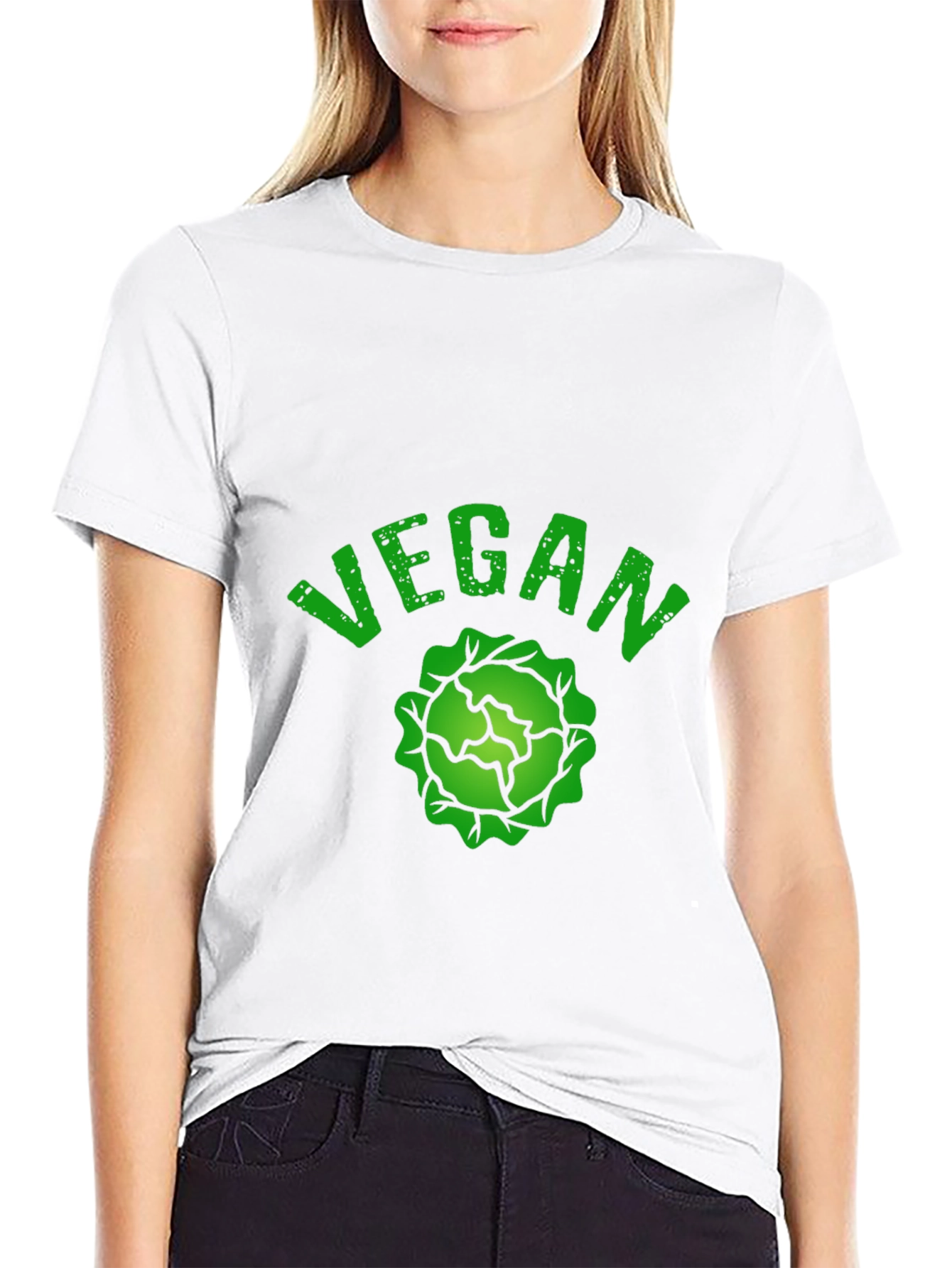 Vegan Cabbage Graphic T-Shirt - Black