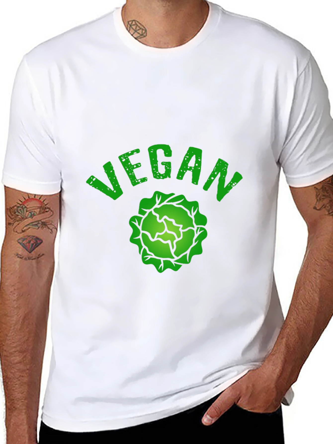 Vegan Cabbage Graphic T-Shirt - Black