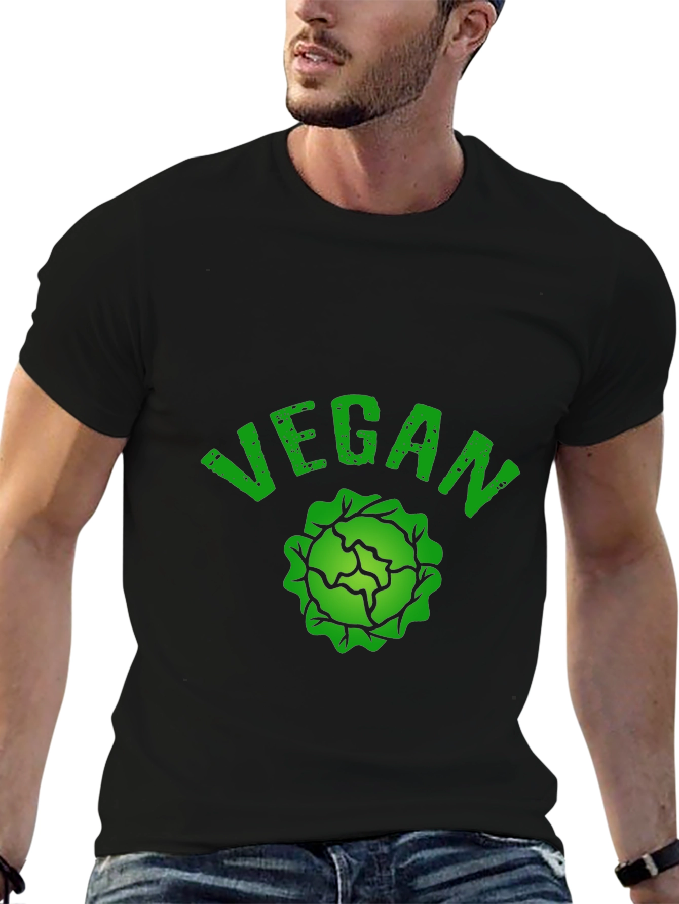 Vegan Cabbage Graphic T-Shirt - Black