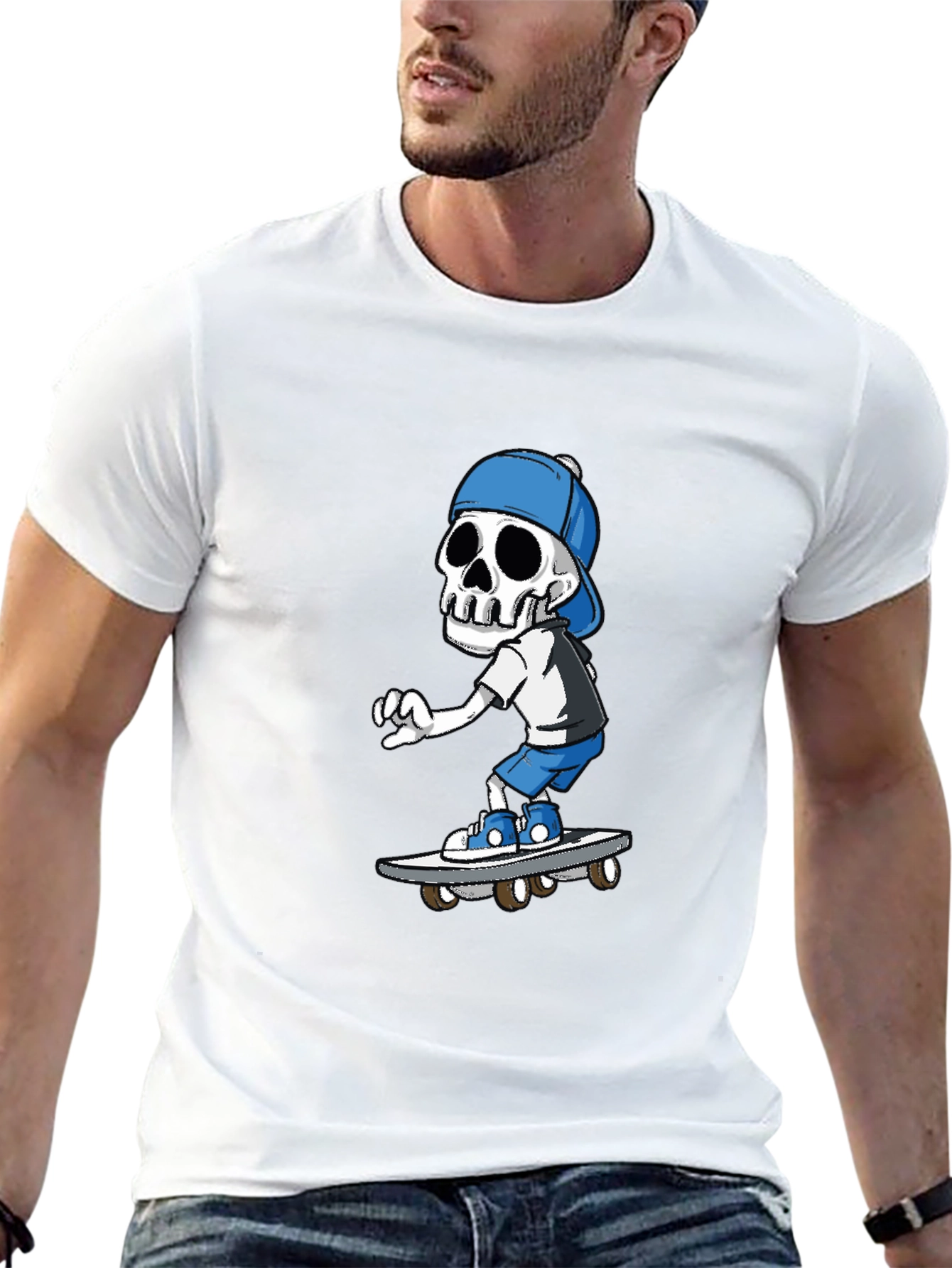 Skeleton Skateboarder Graphic T-Shirt