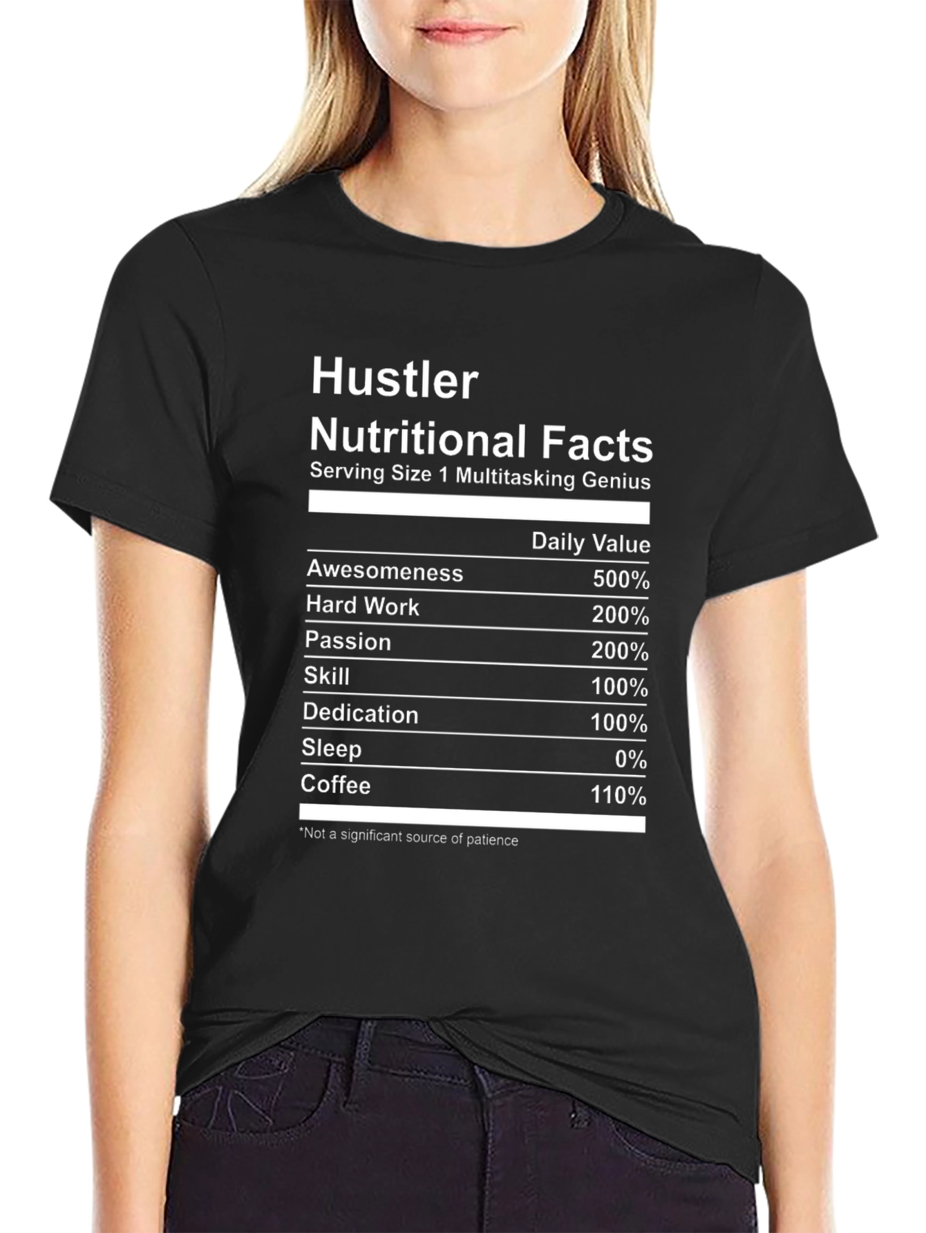 Hustler Nutritional Facts Black Graphic T-Shirt