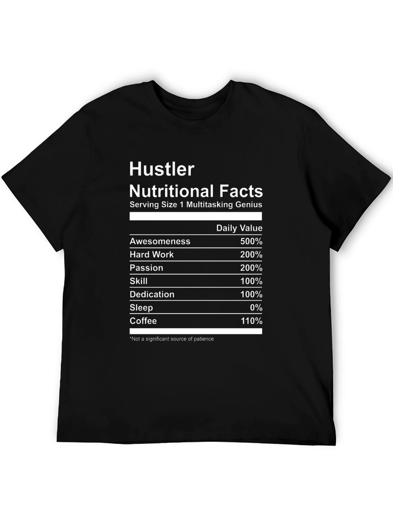 Hustler Nutritional Facts Black Graphic T-Shirt