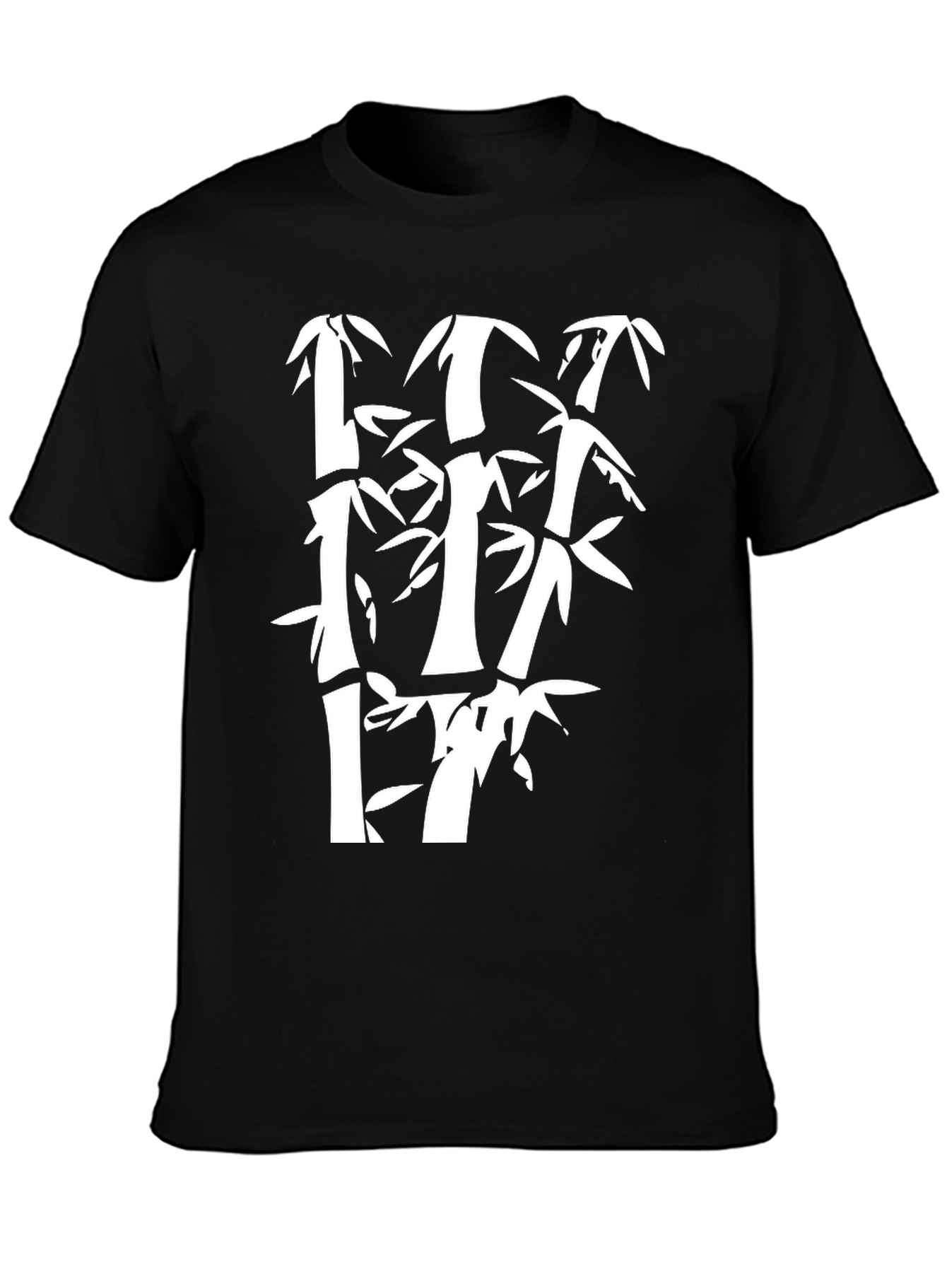 Bamboo Graphic Print Mens Black T-Shirt