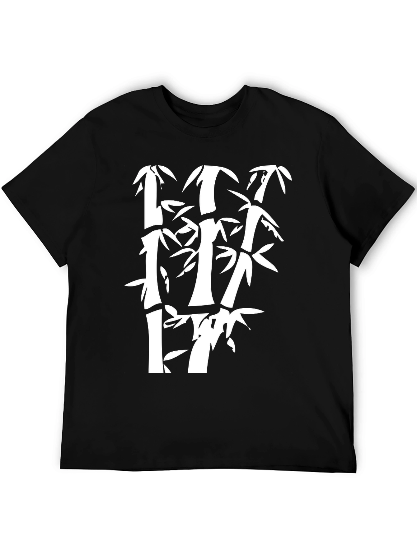 Bamboo Graphic Print Mens Black T-Shirt