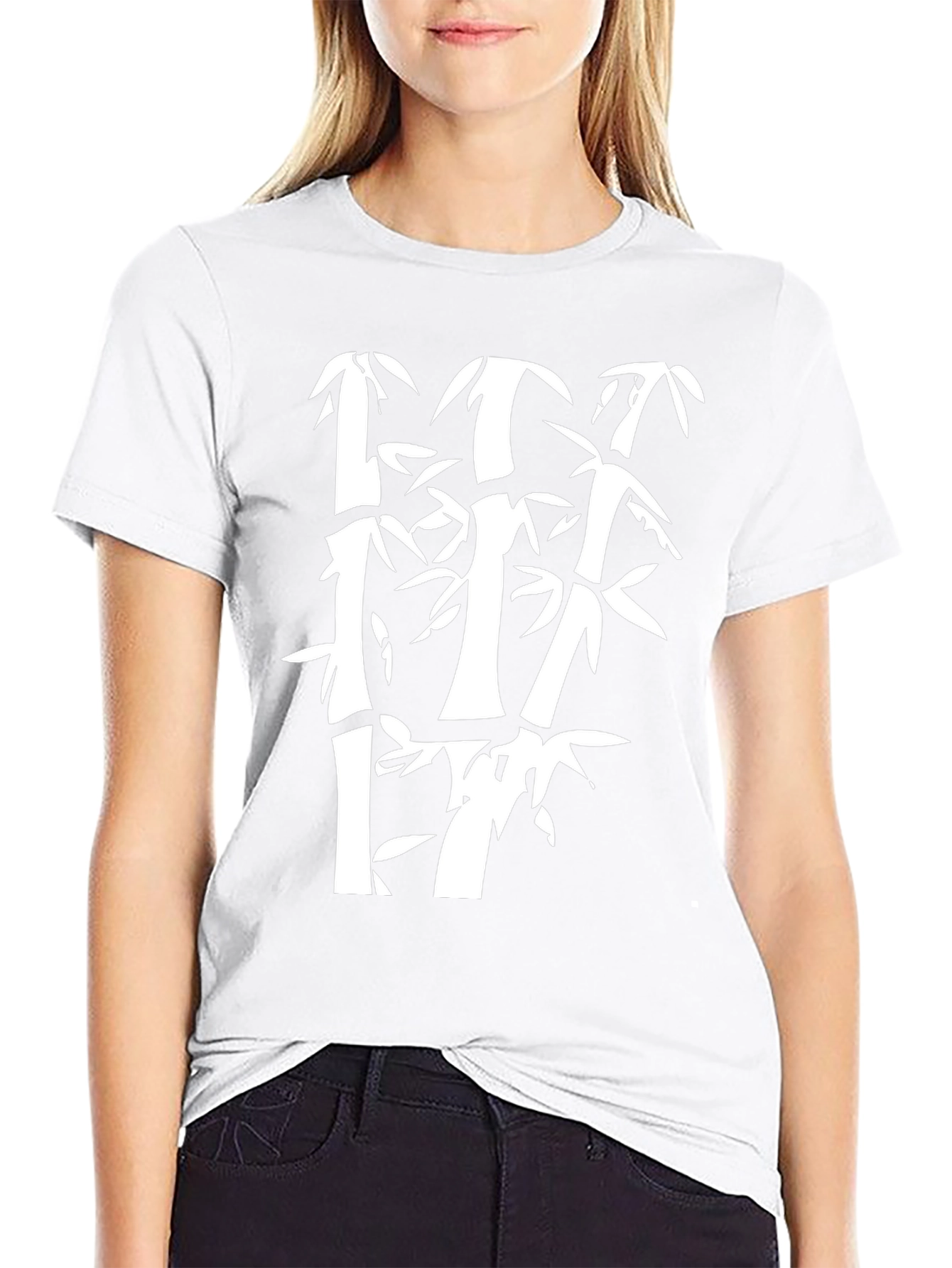 Bamboo Graphic Print Mens Black T-Shirt