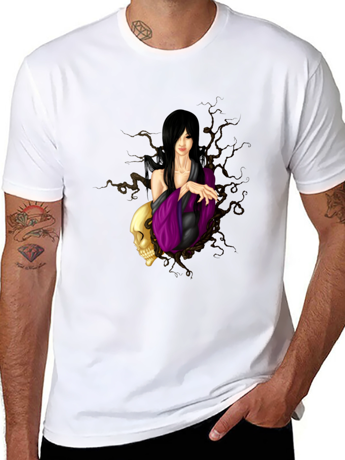 Gothic Woman Skull Black T-Shirt