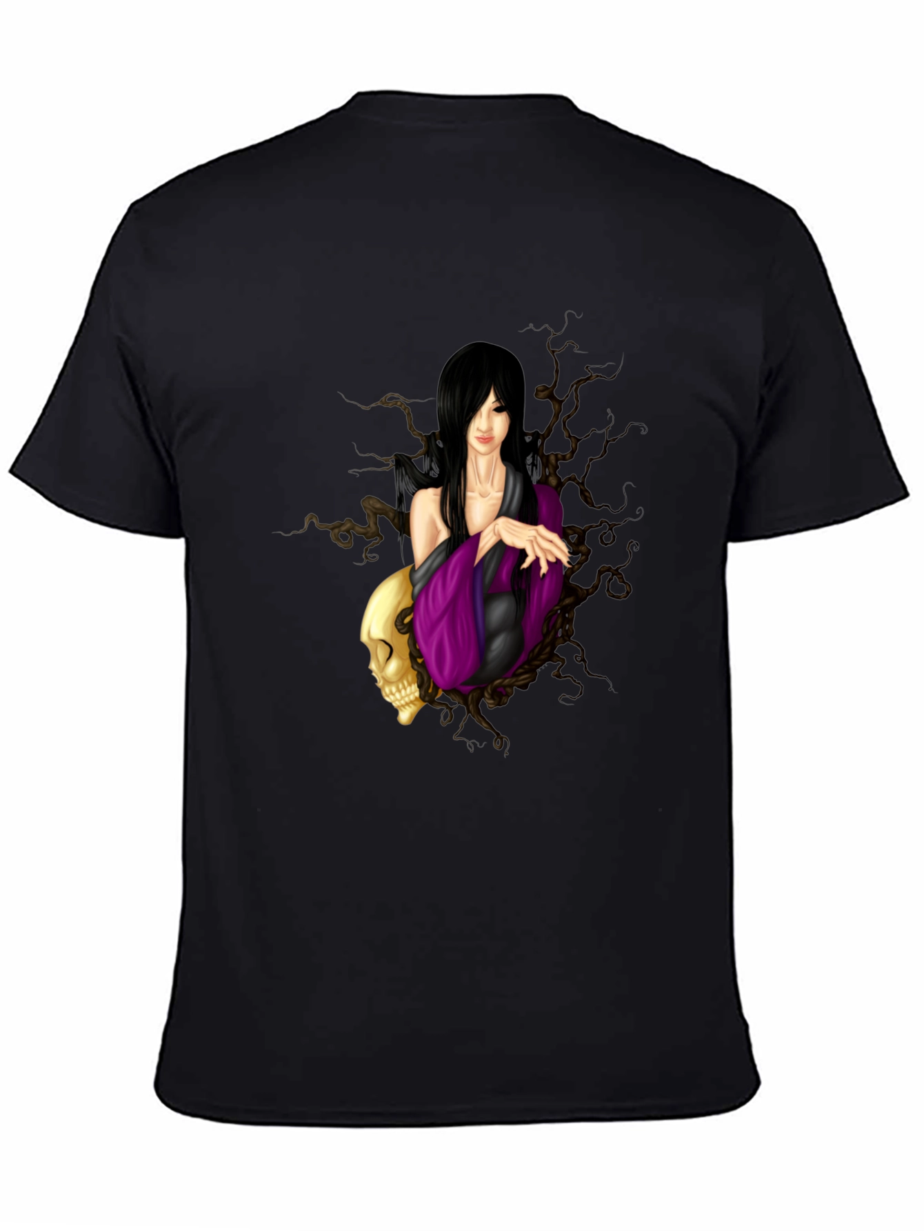 Gothic Woman Skull Black T-Shirt