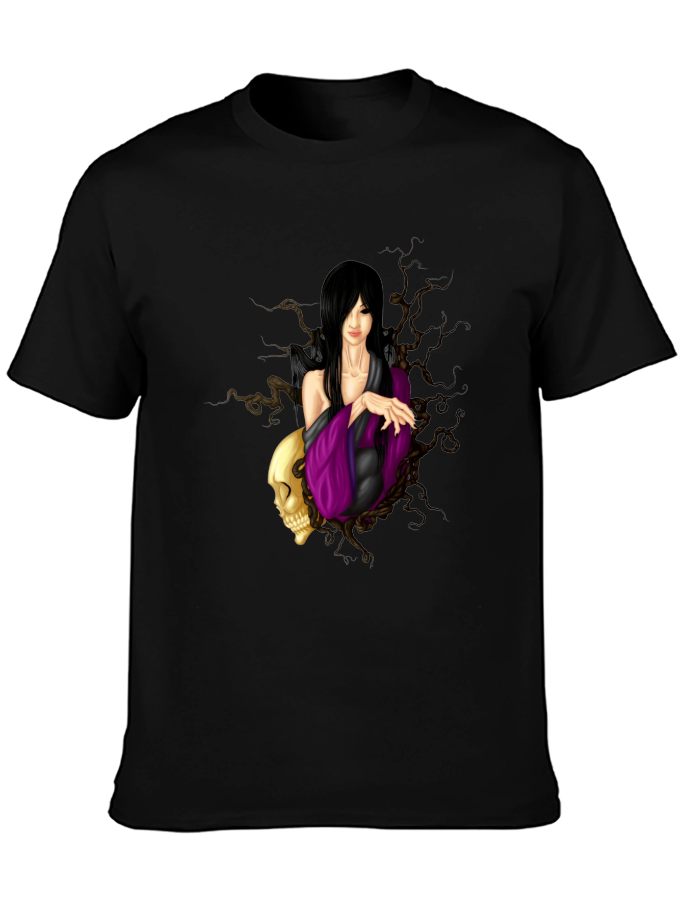 Gothic Woman Skull Black T-Shirt