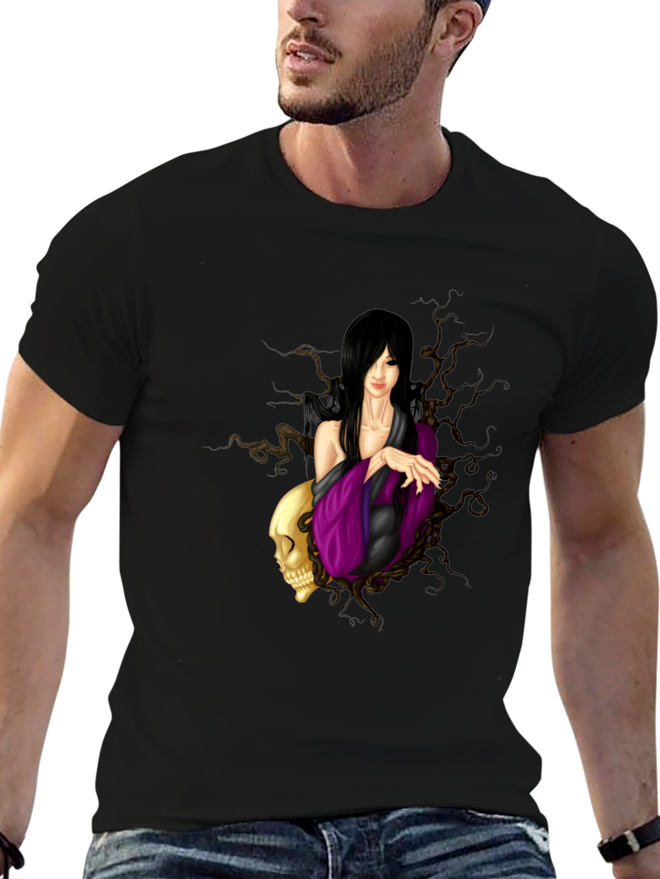 Gothic Woman Skull Black T-Shirt