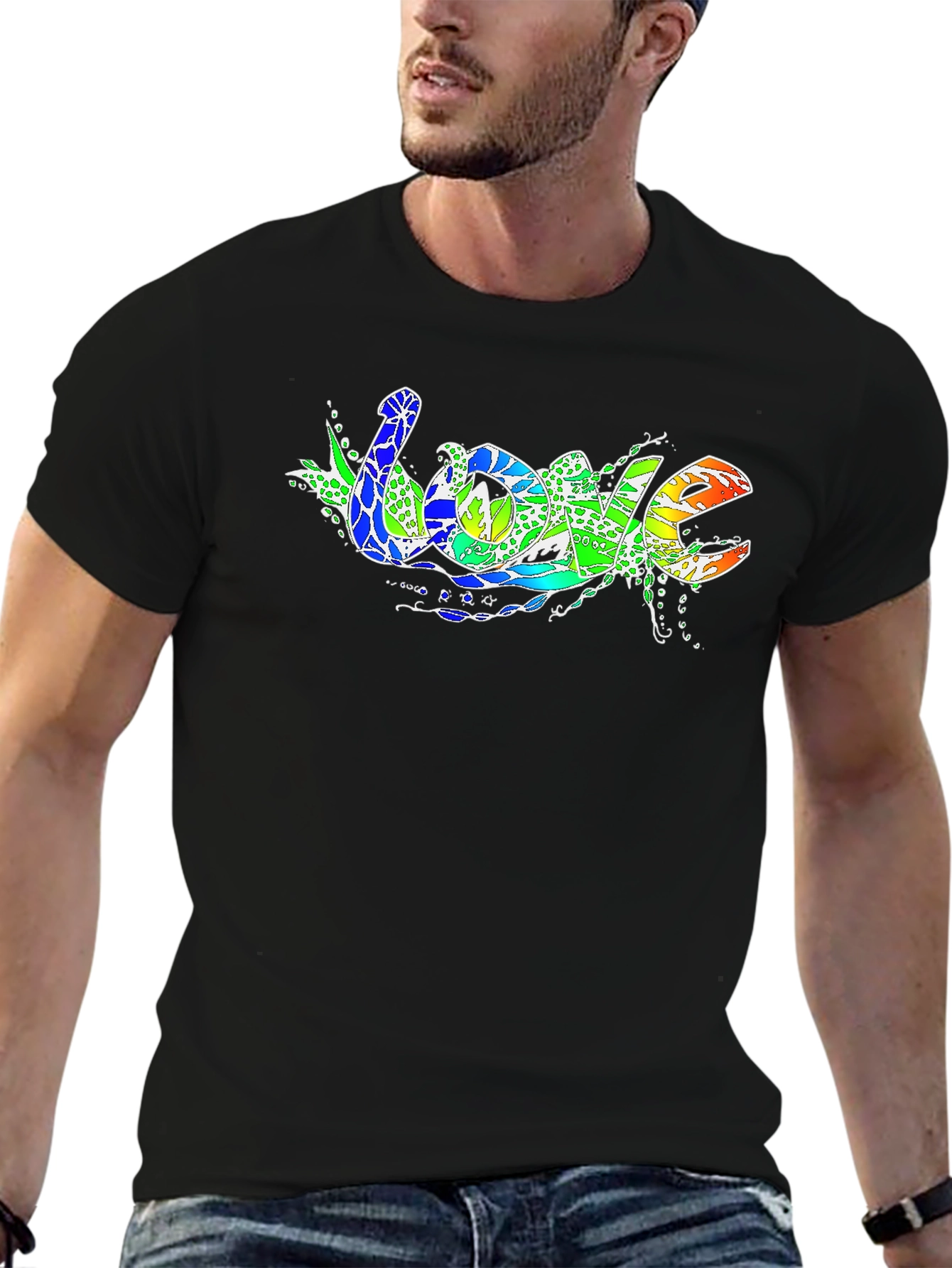 Mens Love Graphic T-Shirt - Black