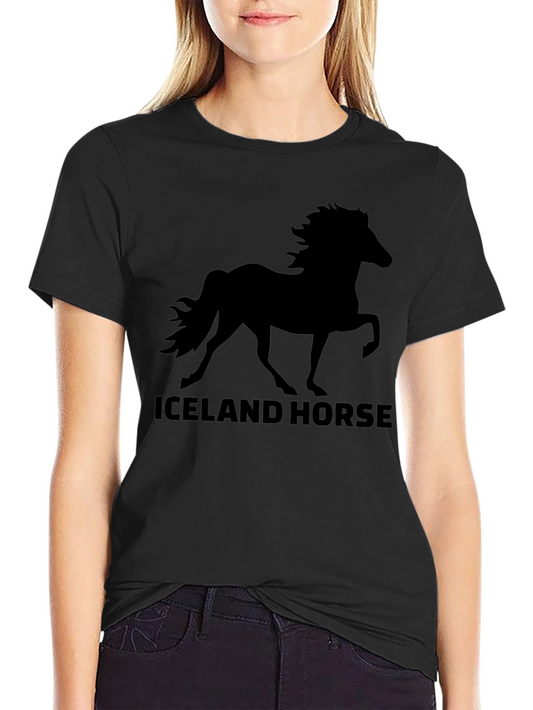 Iceland Horse Graphic Tee - Black Cotton T-Shirt