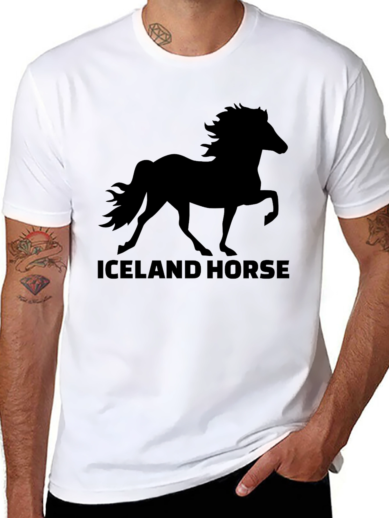 Iceland Horse Graphic Tee - Black Cotton T-Shirt