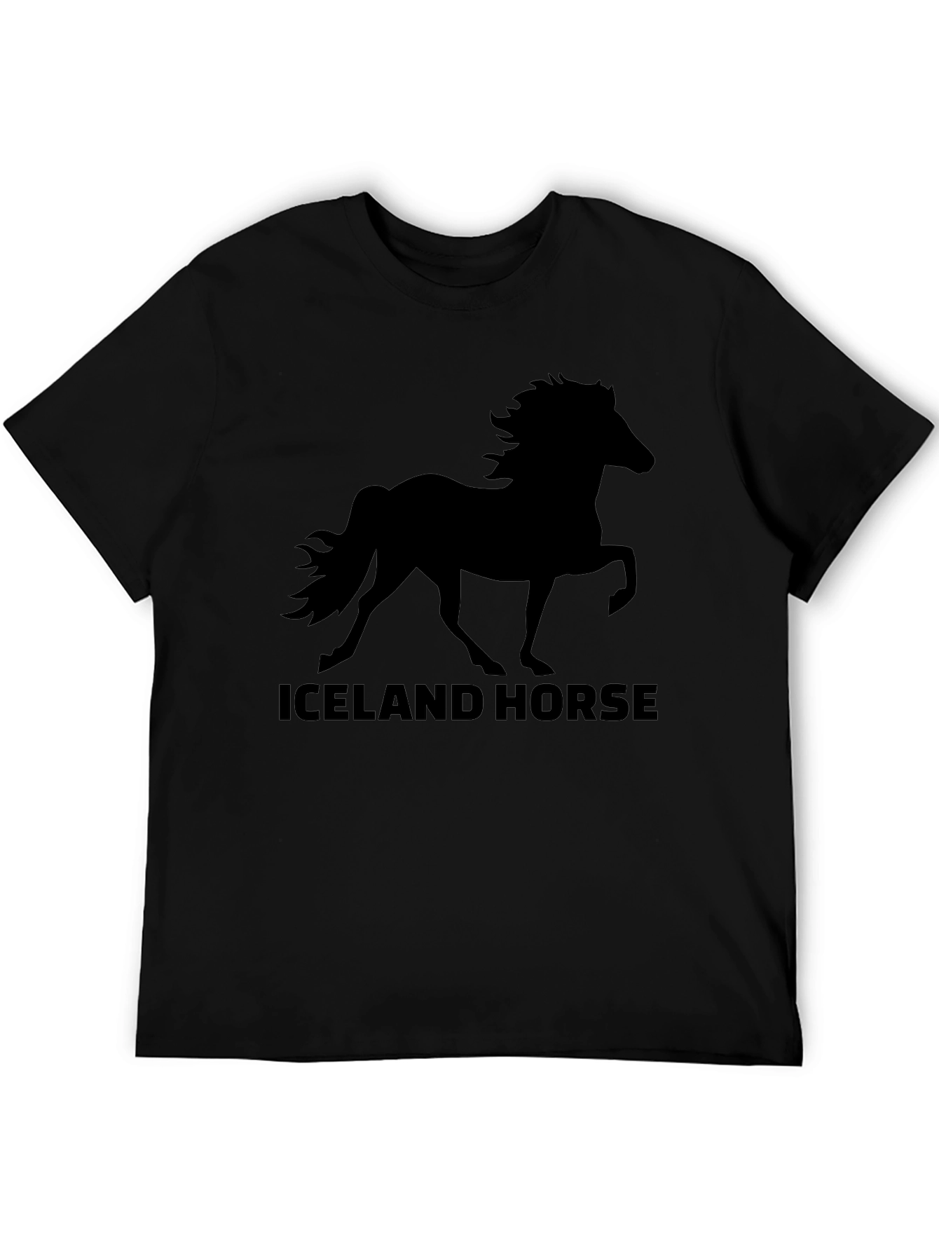 Iceland Horse Graphic Tee - Black Cotton T-Shirt