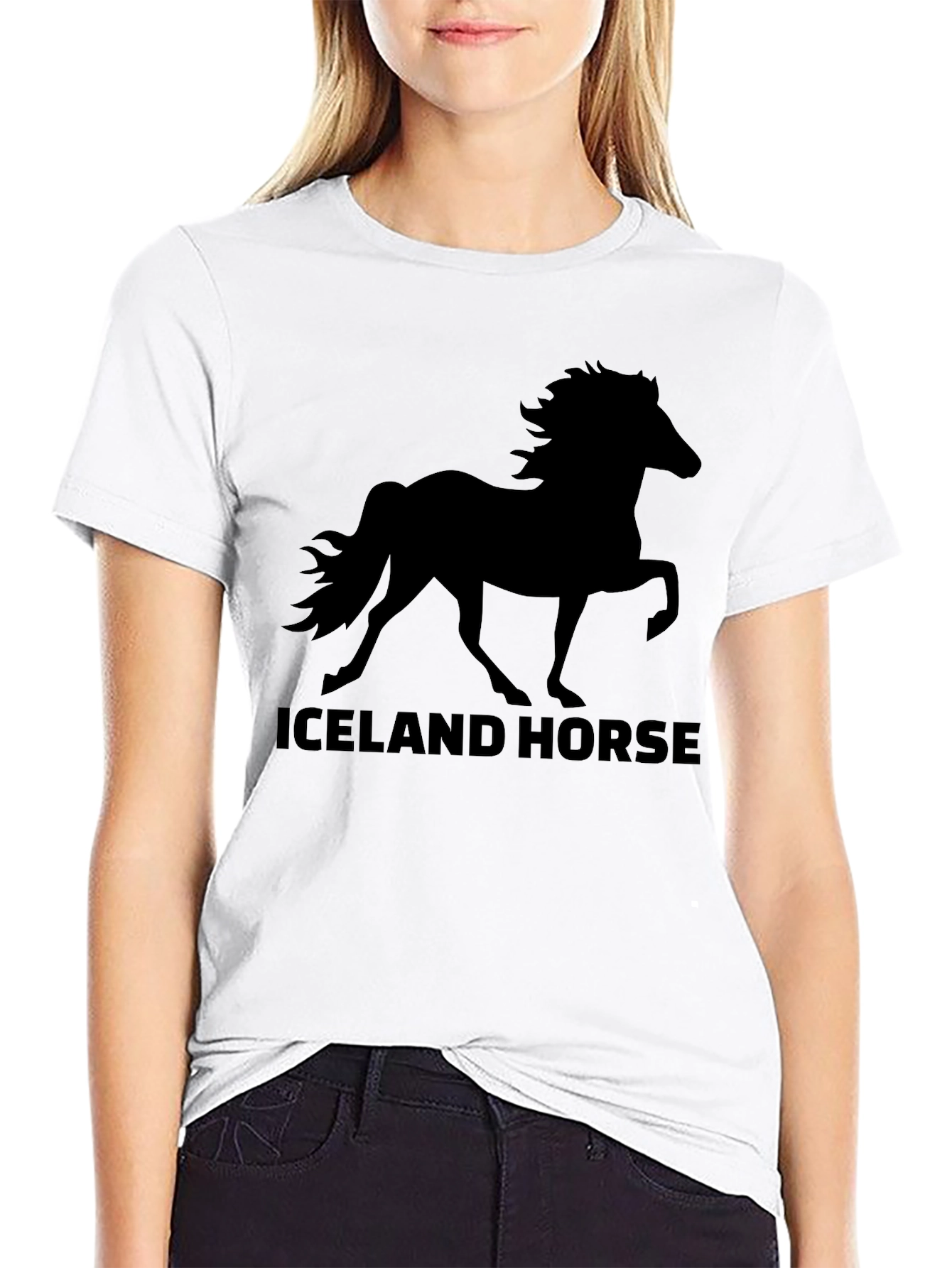 Iceland Horse Graphic Tee - Black Cotton T-Shirt