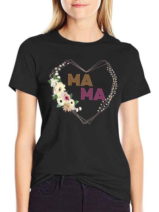 Mama Floral Heart Graphic Tee - Stylish Mothers Day Gift