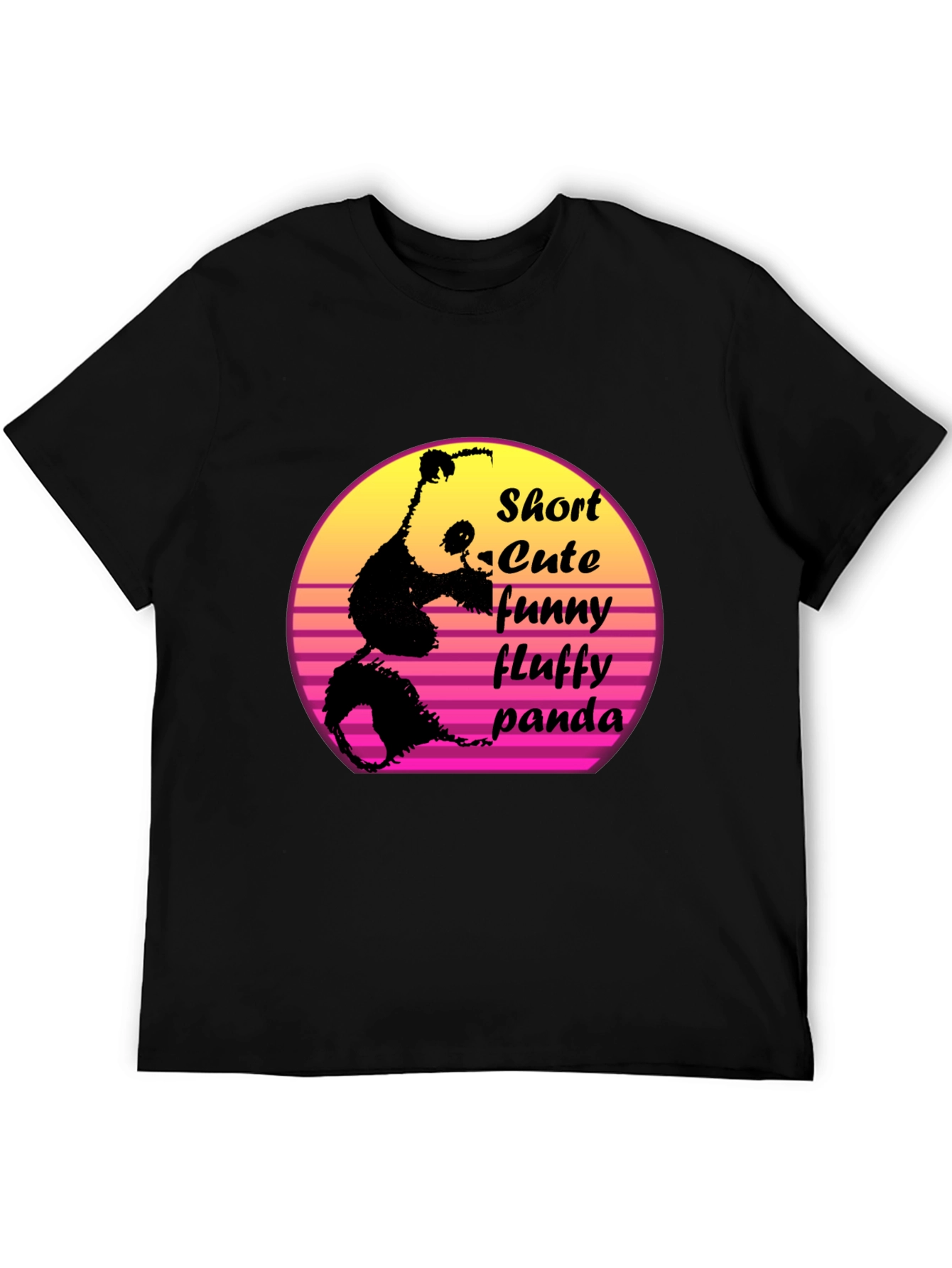Short Cute Fluffy Panda Graphic T-Shirt