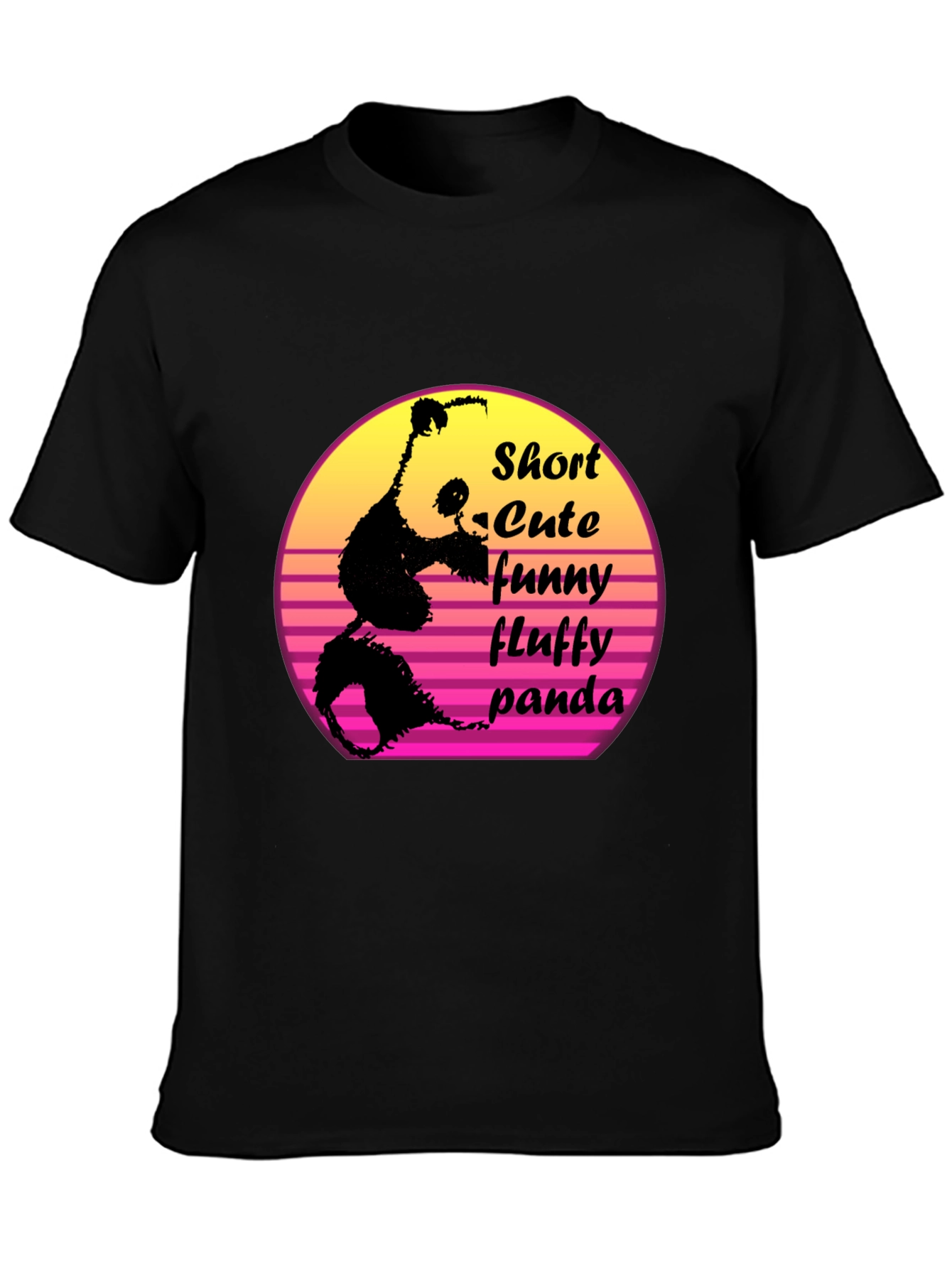 Short Cute Fluffy Panda Graphic T-Shirt