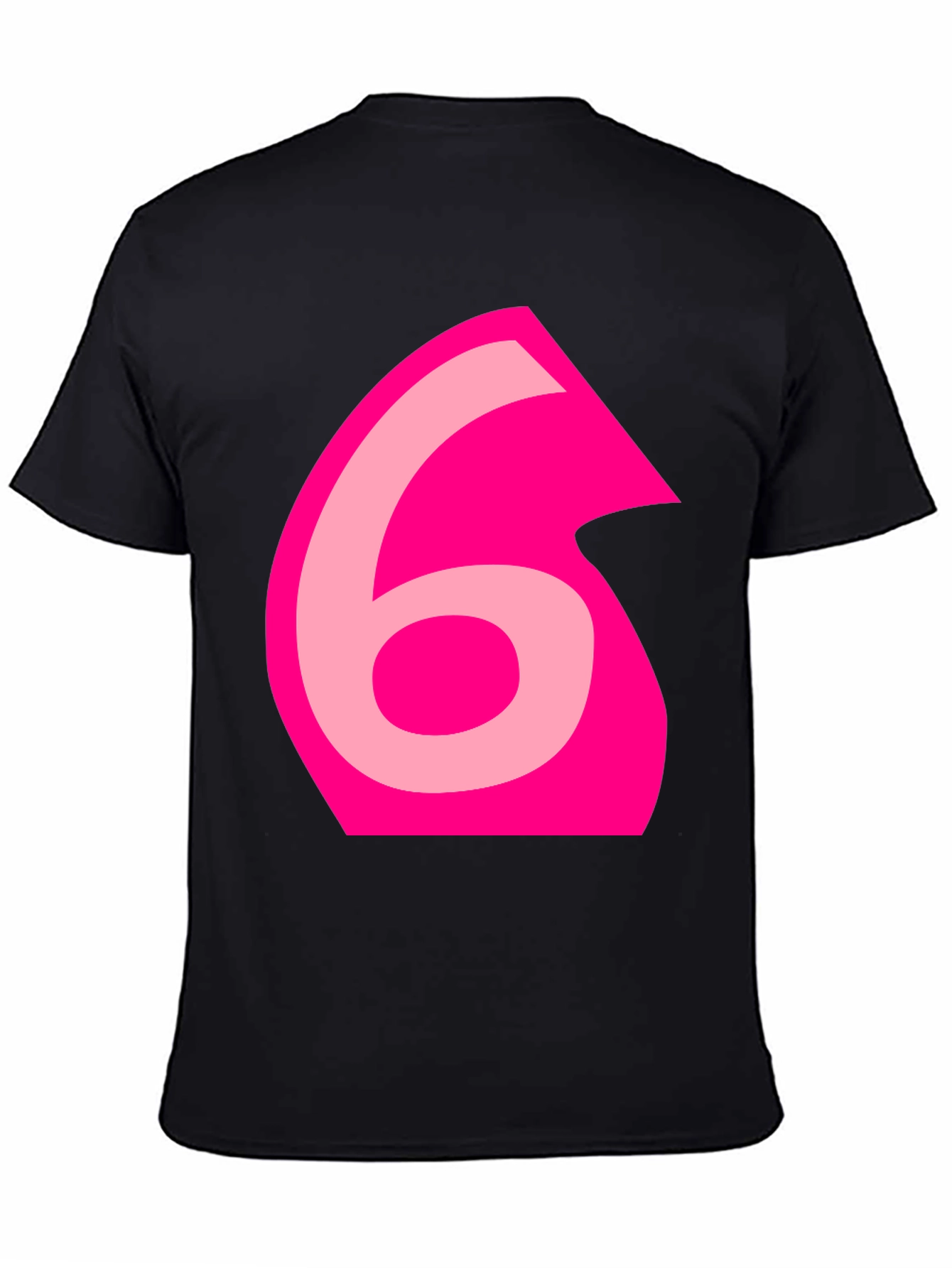 Pink Number 6 Graphic Black Tee
