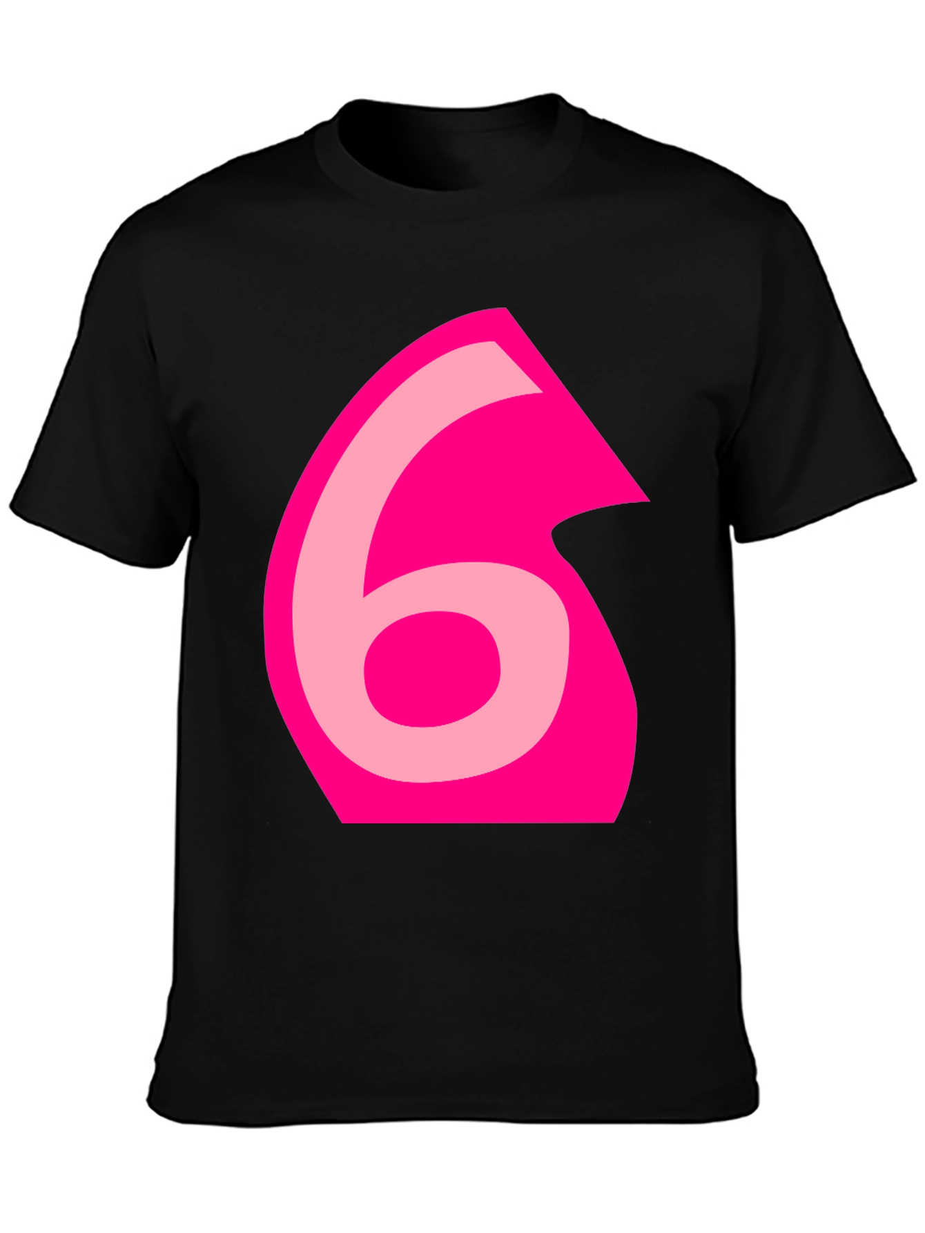Pink Number 6 Graphic Black Tee