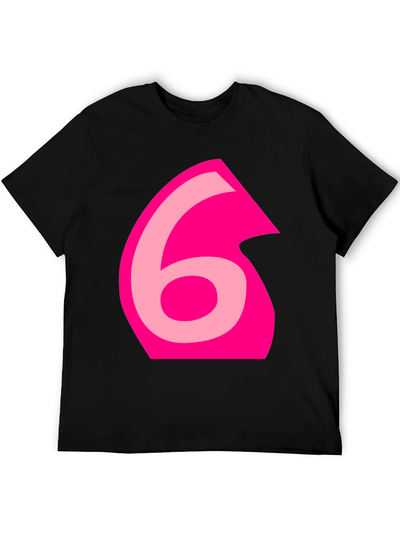 Pink Number 6 Graphic Black Tee
