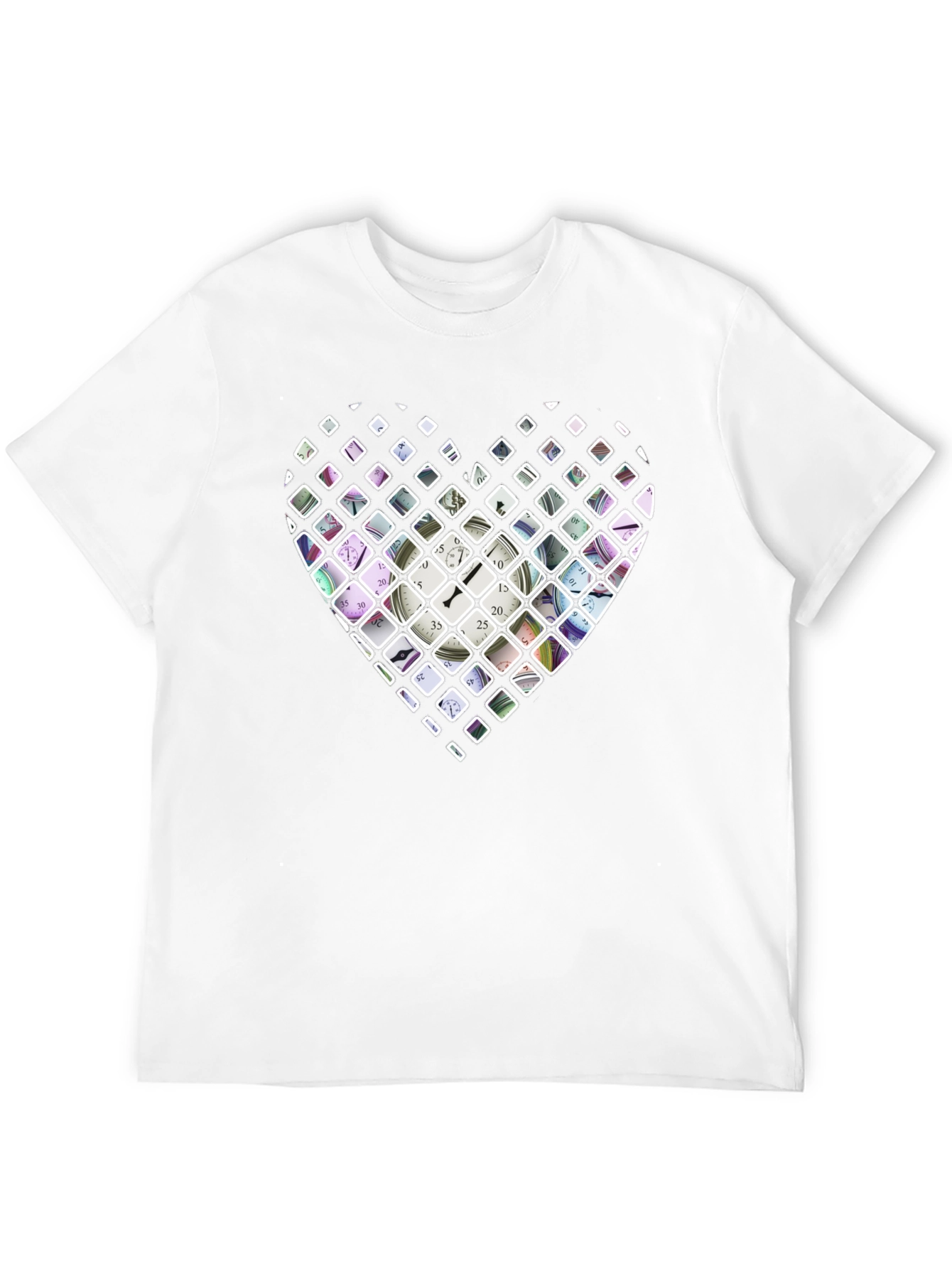 Time Heart Mens Black T-Shirt