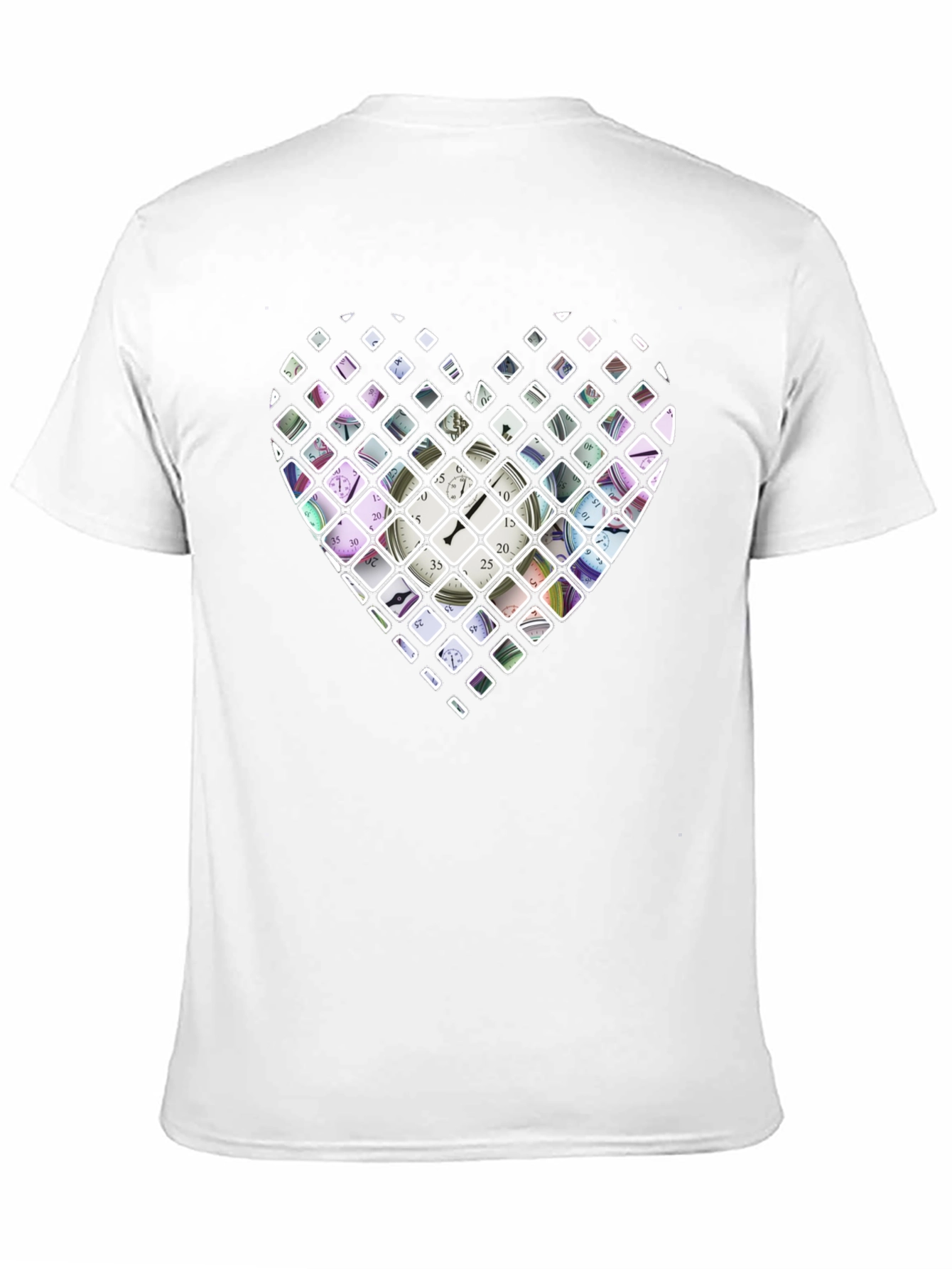 Time Heart Mens Black T-Shirt