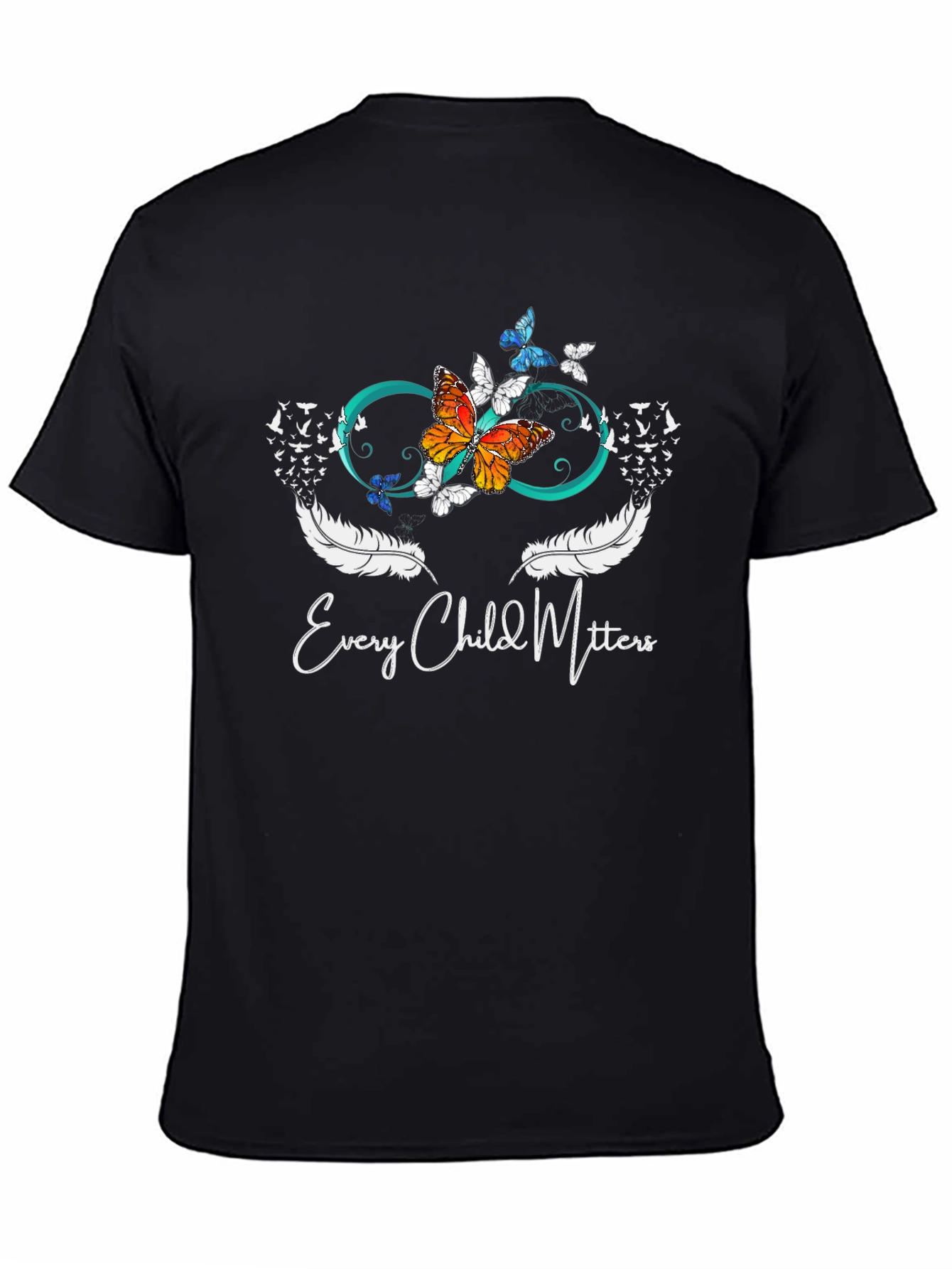 Every Child Matters T-Shirt Butterfly Infinity Feather Design